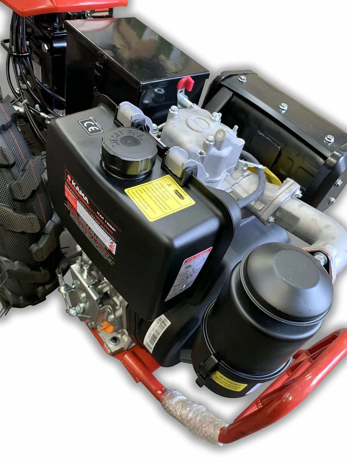 Kawapower Motocultor con Motor De 270cc a Diesel 9HP, Rojo