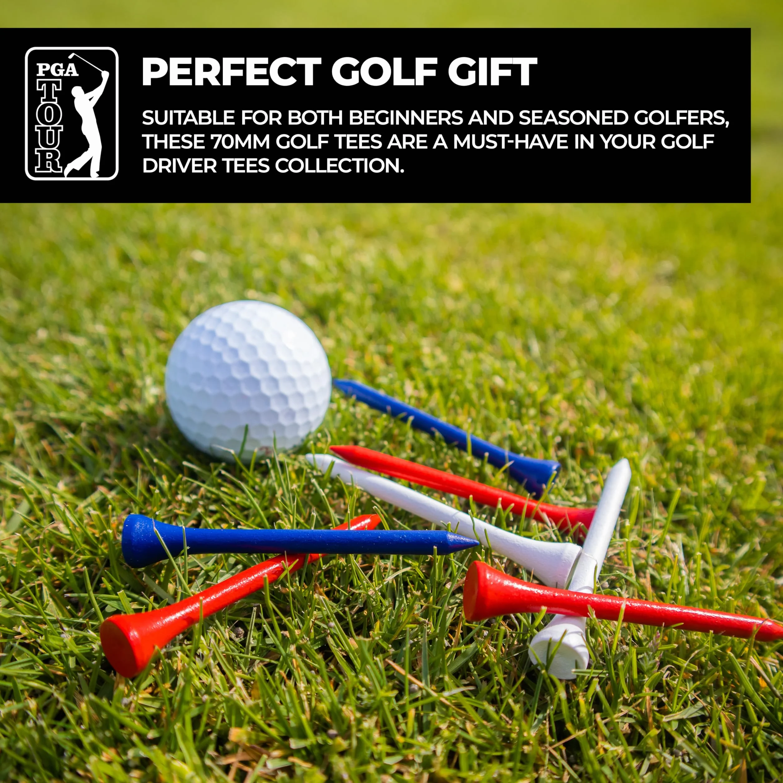 PGA Tour Tees de Golf 7 cm Madera Rojo/Blanco/Azul Paquete 100