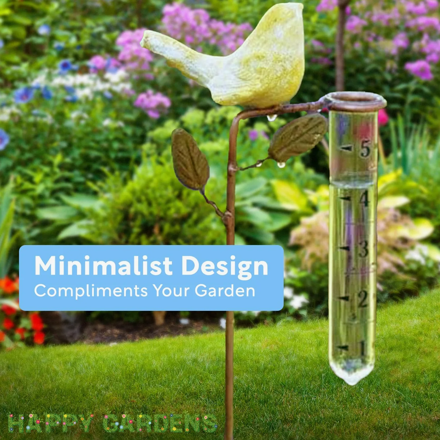 Happy Gardens Tubo de vidrio de repuesto para pluviómetro (soportes de ajuste de precisión) más medidores genéricos/estándar para patio, valla y cubierta de agua al aire libre, 5 pulgadas