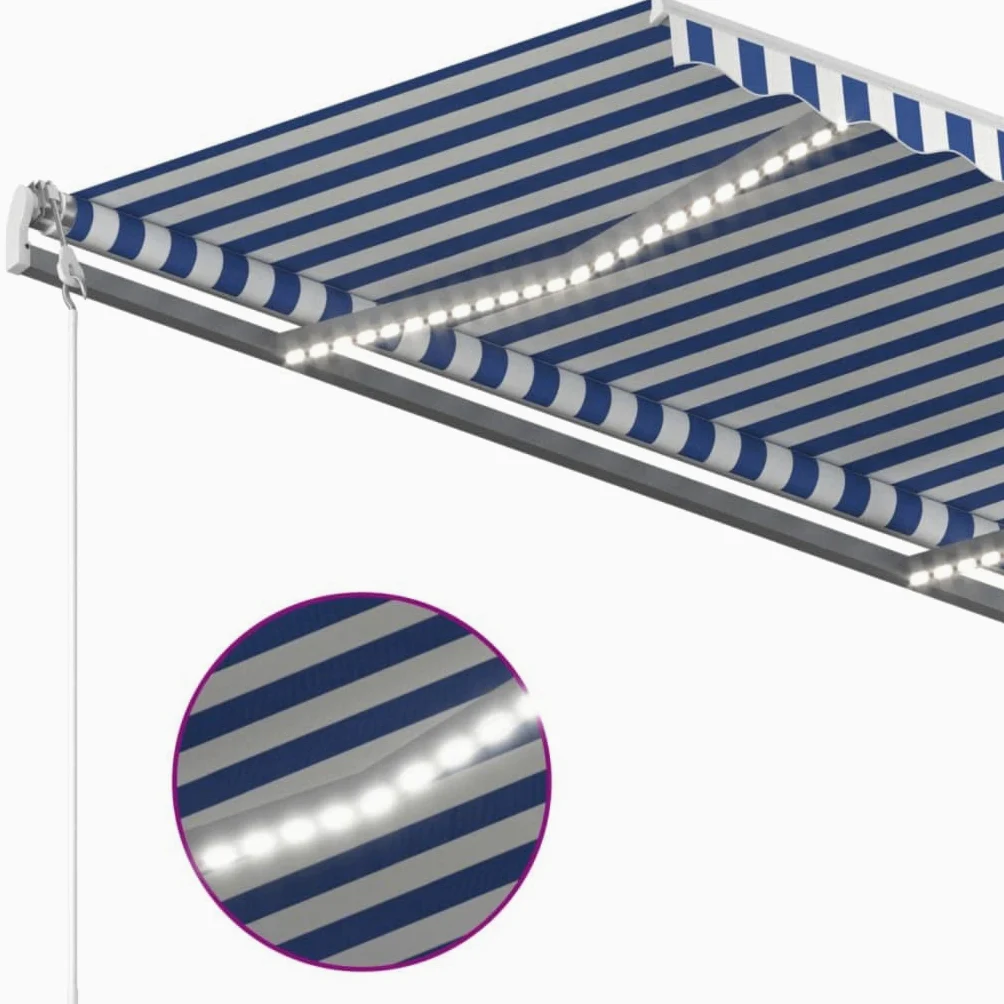 Toldo articulado automático con sensor de viento LED, 450 x 300 cm, marco de aluminio con recubrimiento de polvo, protección solar resistente a los rayos UV y al agua, para terraza, balcón
