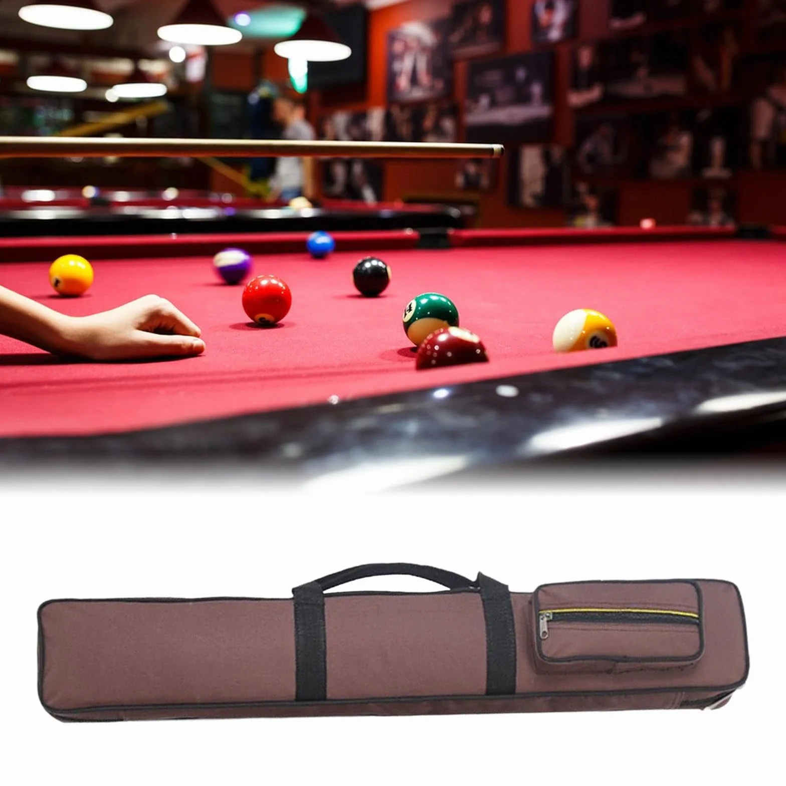 Perfeclan Funda para taco de piscina con 8 agujeros, correa de transporte, resistente a golpes, 1/2, protectora