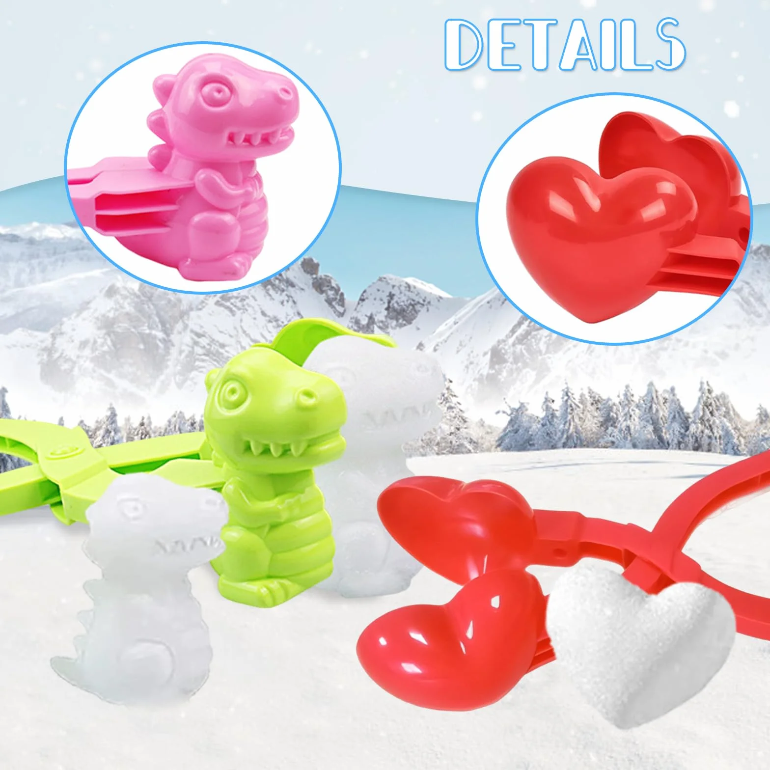 Molde de bolas de nieve 6 pinzas clip para nieve juguetes niños peleas
