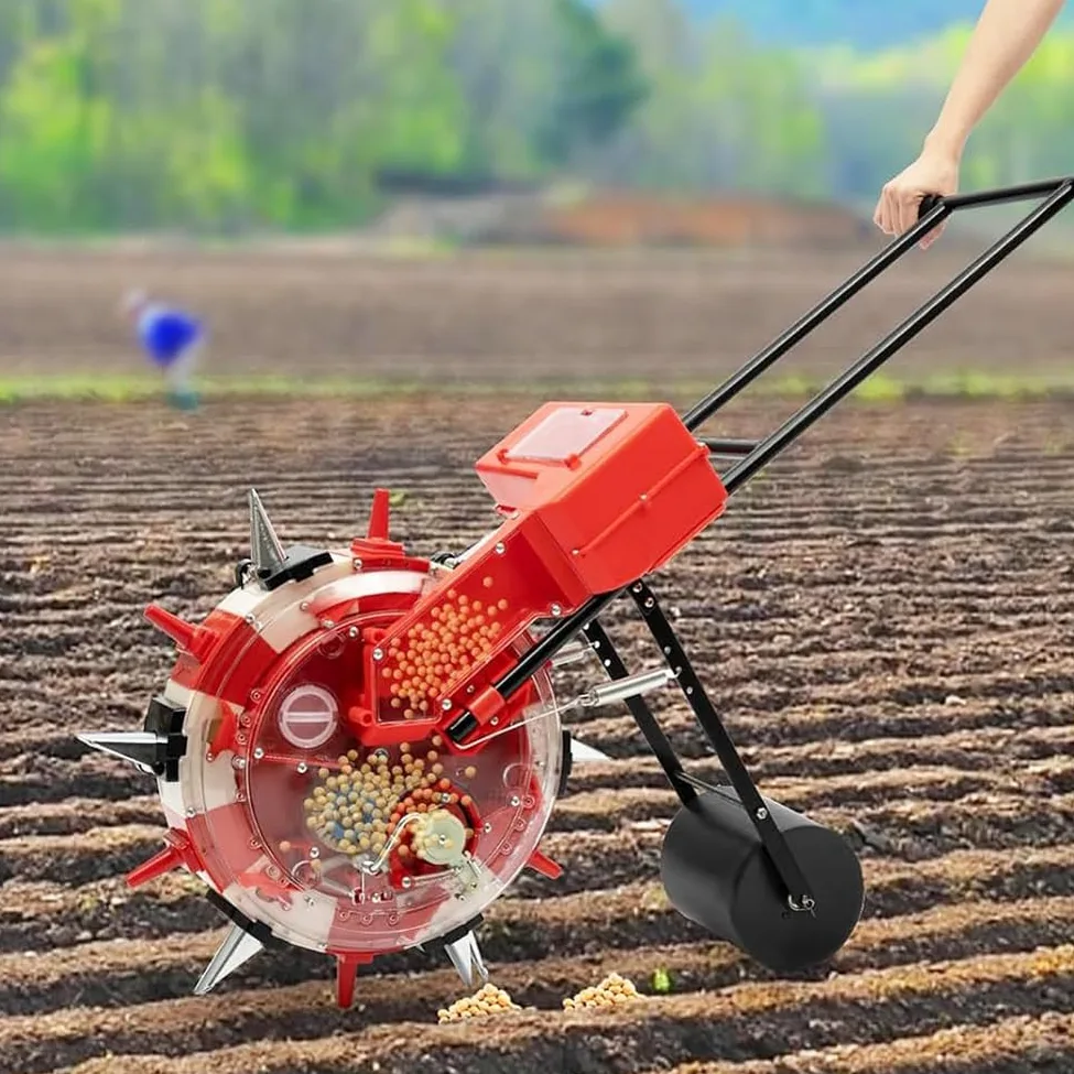 Sembradora manual de precisión, sembradora de rodillos for huertos con empuje manual, sembradora en hileras, sembradora de maíz, sembradora y esparcidora, dispensador de semillas agrícolas for soja(6