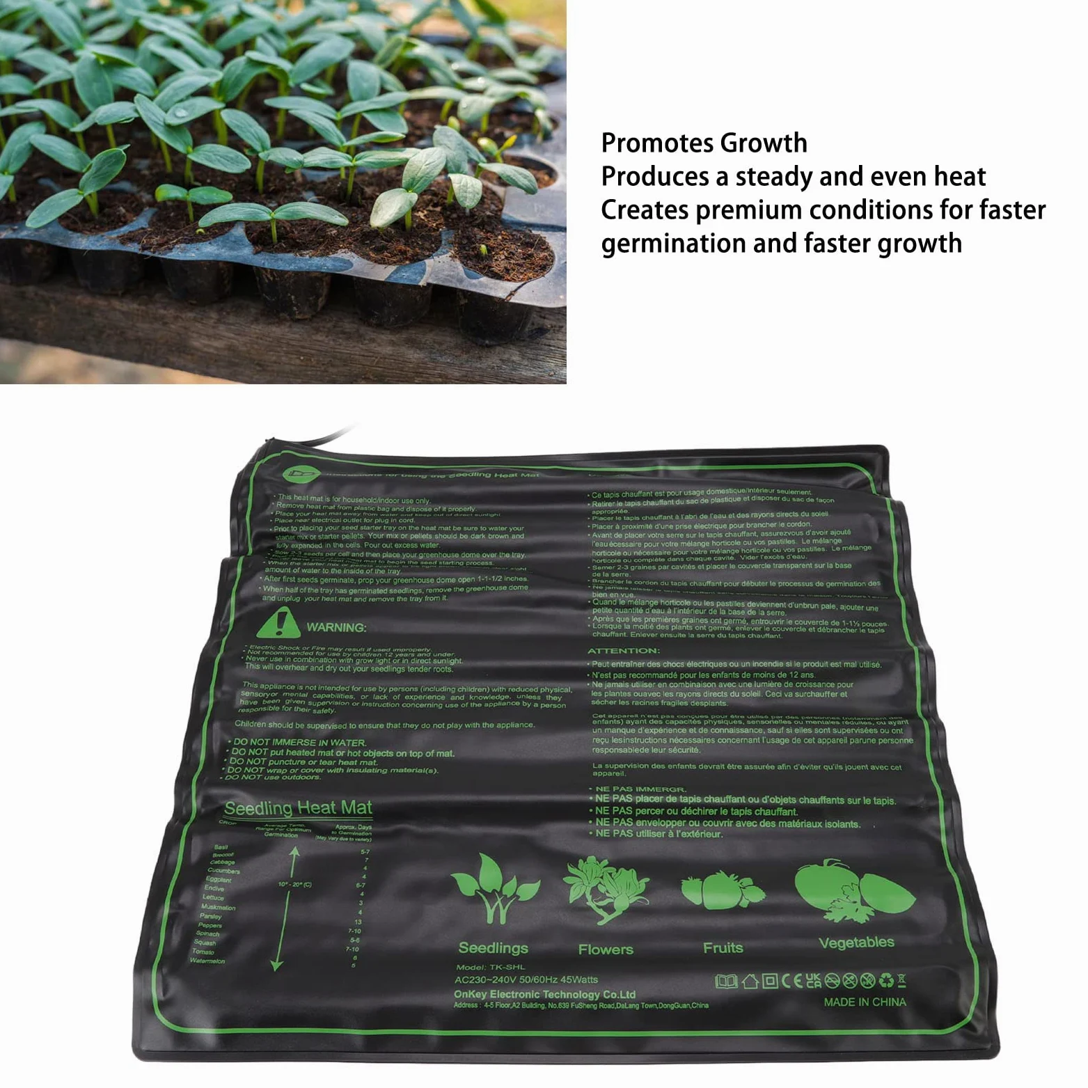 Alfombrilla térmica impermeable 50x50cm para plántulas, almohadilla calefactora hidropónica para plantas