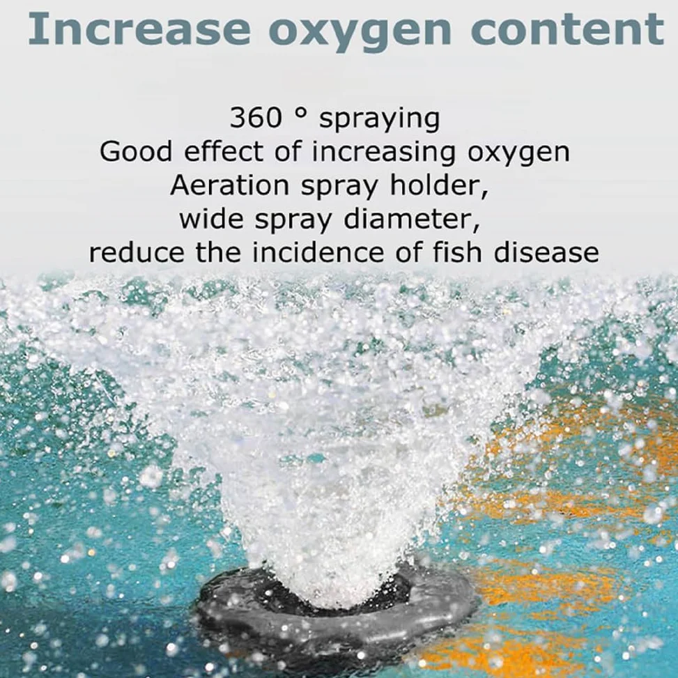 Fuente flotante para estanques de peces, bomba de agua de alta potencia con chorros de 360°, motor de ahorro de energía, bomba de eje de cerámica con tapa de entrada de filtro, sistema de producción