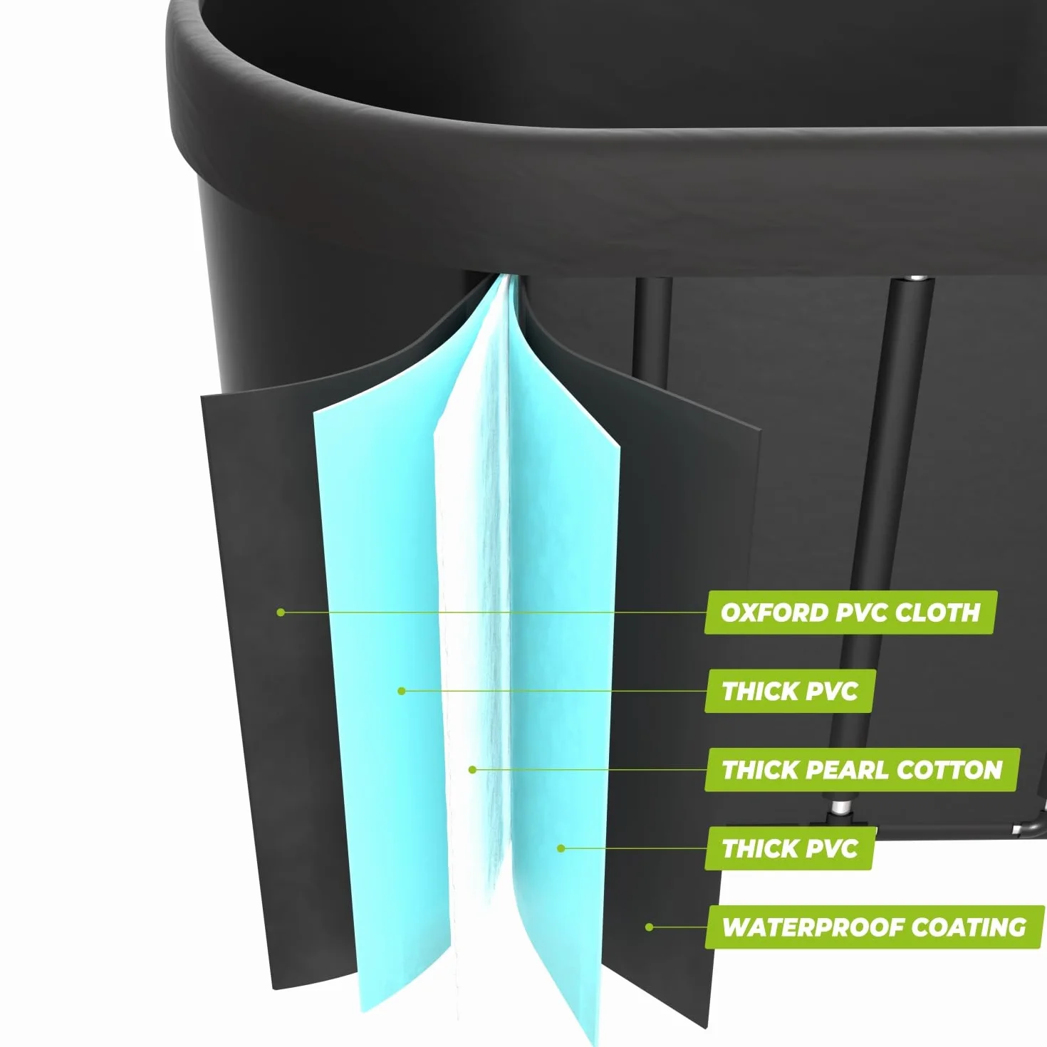 VirtuFit Baño de hielo ovalado de 500 l – Piscina de agua fría Ice Bath para regeneración y recuperación muscular, plegable, aislamiento de 5 capas, incluye accesorios, exterior e interior, antracita