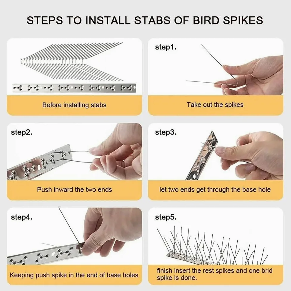 Clavos For Control De Aves, Palomas, Clavos For Aves De Acero Inoxidable 304 De 0,5 A 10 M, Kit De Barandilla For Mantener Alejados A Los Pájaros Y Los Gatos(5.5M-11pcs)