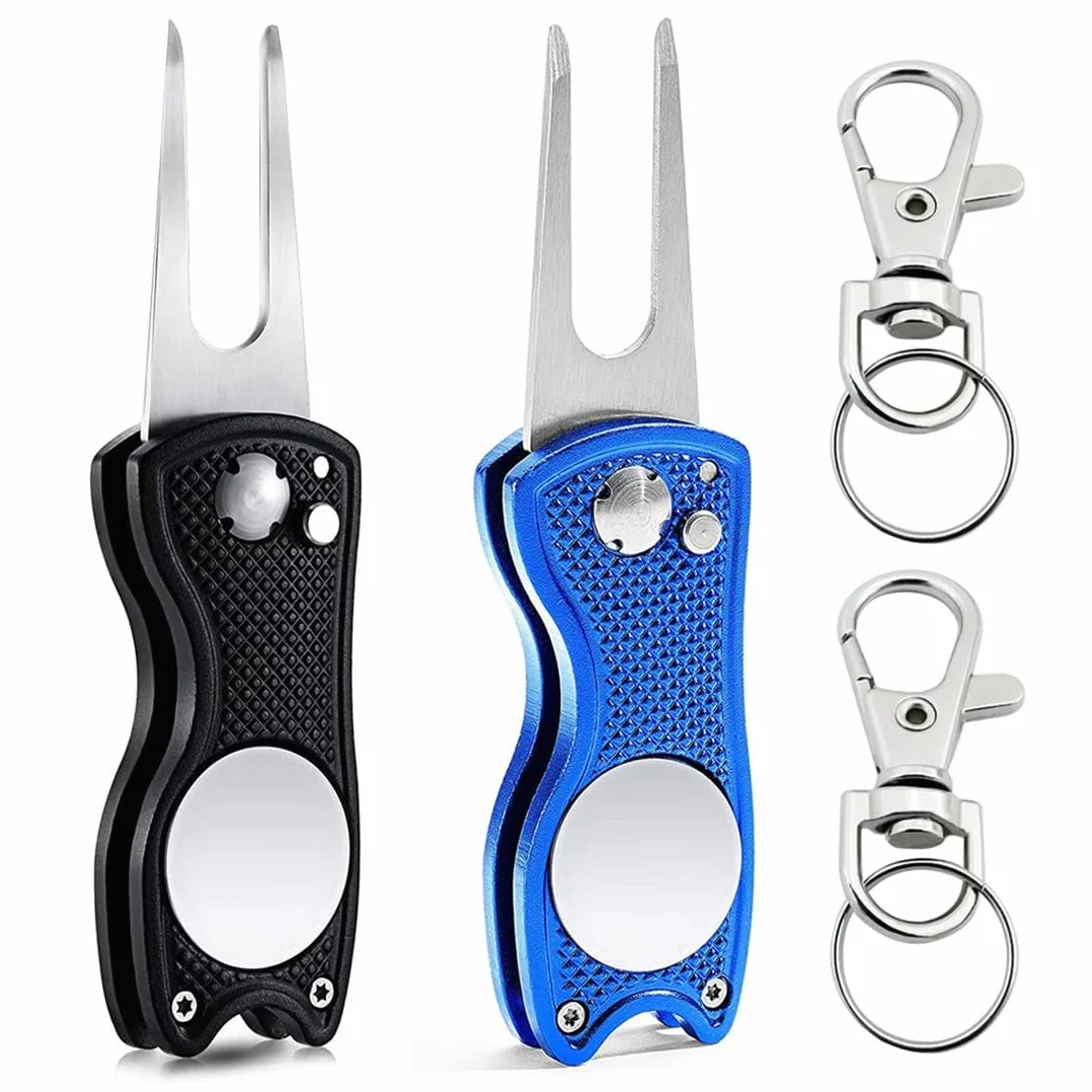 Herramienta Multifunción para Golf, 4 piezas, Arreglapiques Plegable, Acero Inoxidable