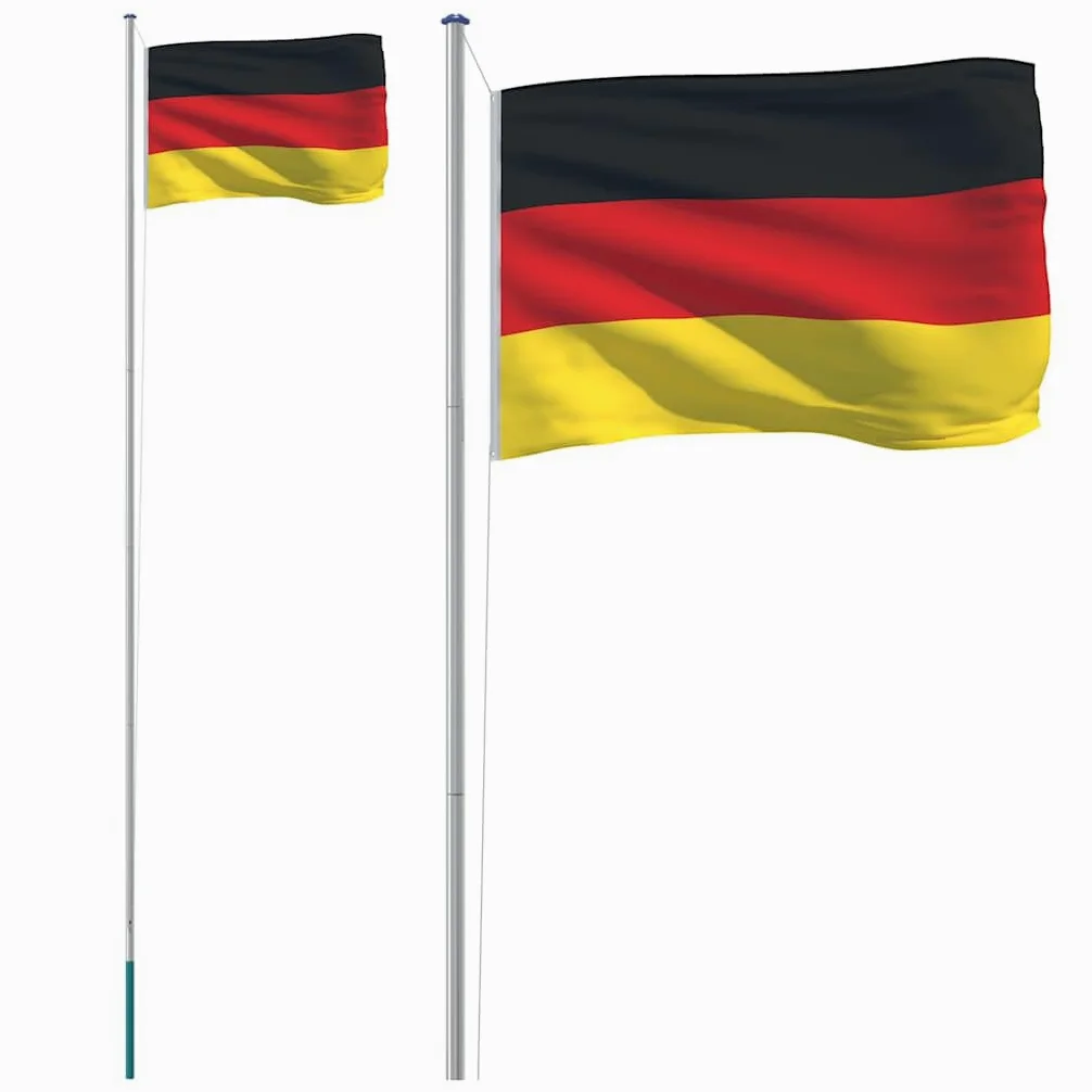 Genérico Mástil y Bandera de Alemania Aluminio 6,23 m,Casa y jardín,Decoración,Banderas y Mangas de viento-3147090