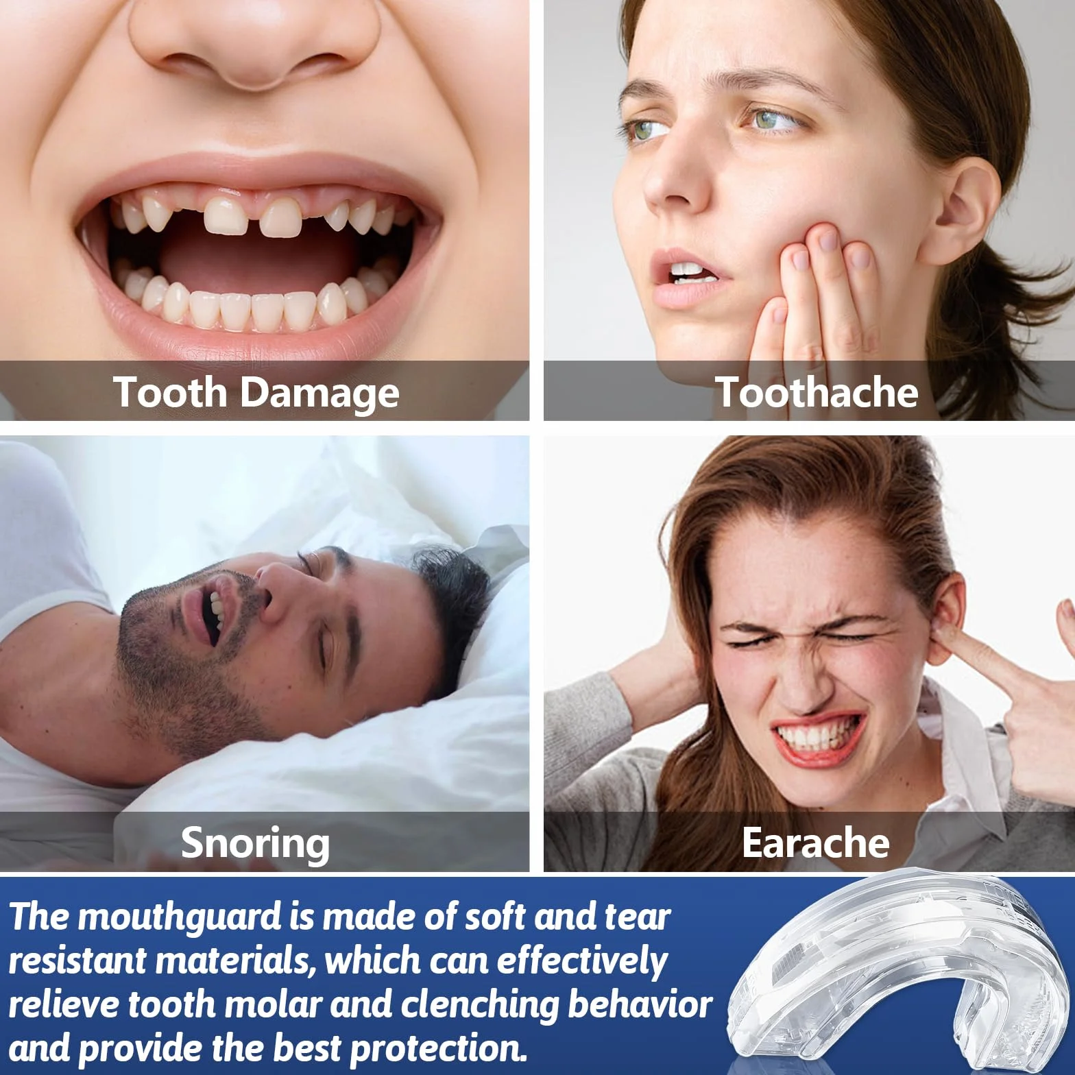 Kit de Protección Dental 4 Piezas, Férula Dental Moldeable para Bruxismo, Protector Bucal Antirronquidos