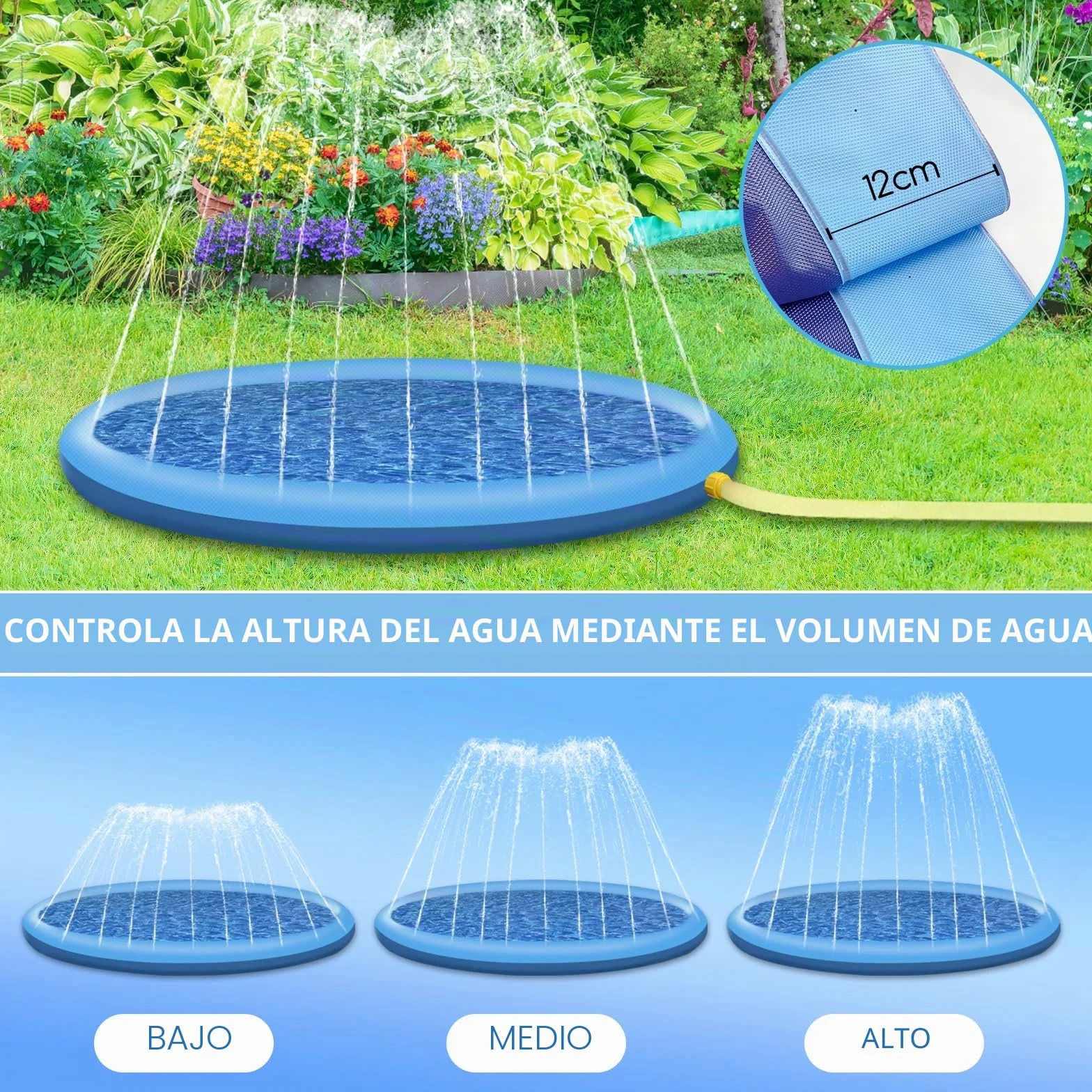 Jsdoin - Piscina inflable para perros (100 cm, plegable, gruesa), alfombra de juego para verano, jardín, playa, patio trasero, color azul