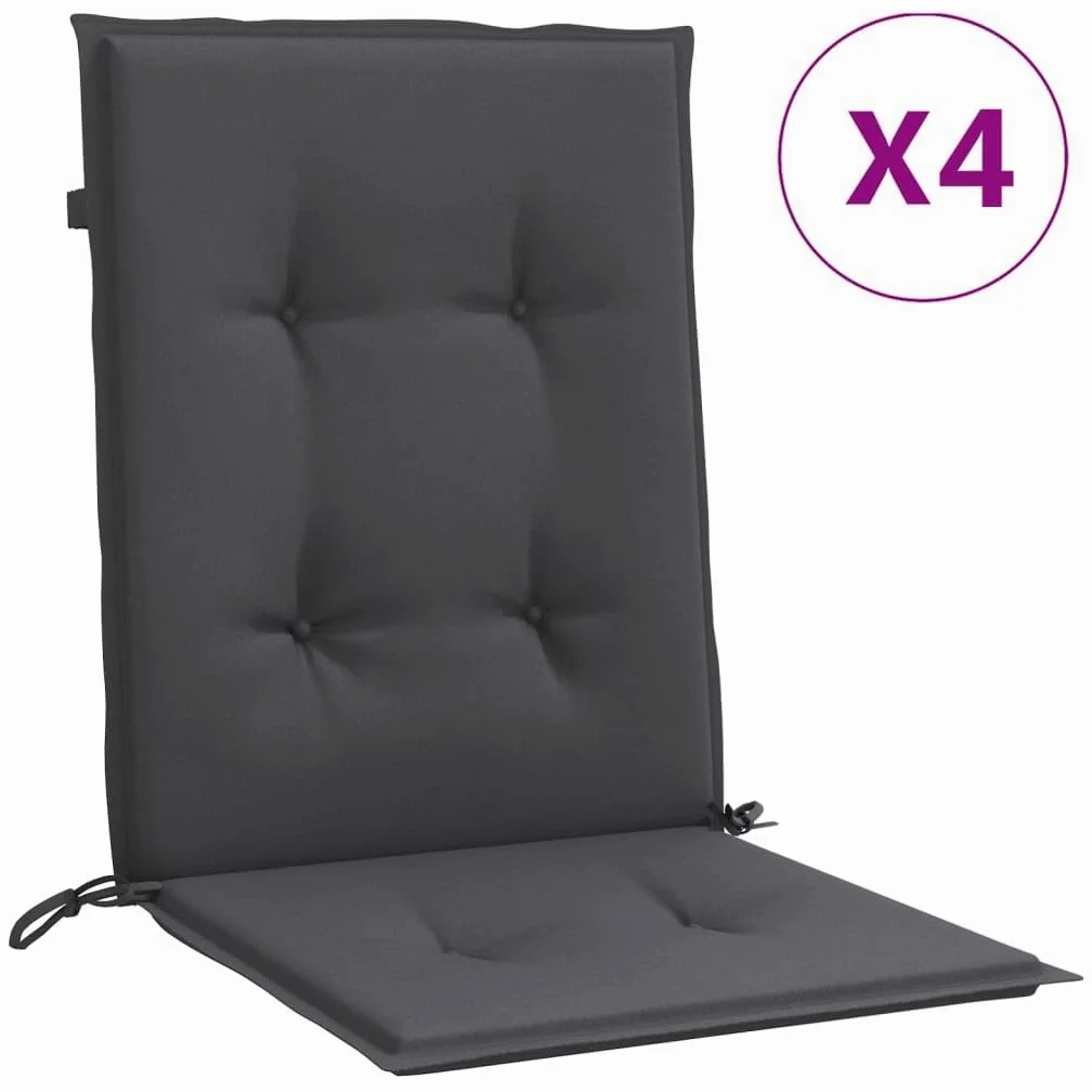 ShGaxin Cojines Silla Respaldo bajo 4 ud Tela Gris Antracita Melange, Cojines para Butacas De Jardin, Cojines Sillas Cocina, Cojines para Sillas De Terraza, Cojin Silla Exterior - 4002443