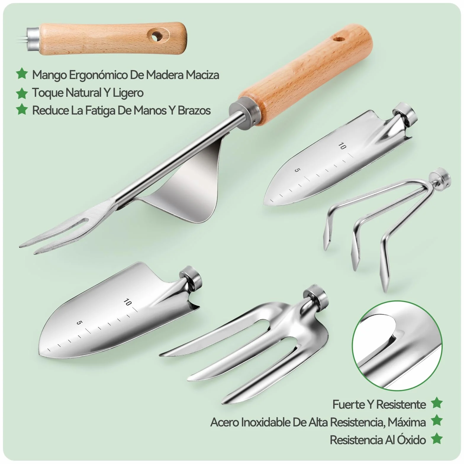 Grenebo Juego de Herramientas para Jardín 9PC, Set jardineria Adulto de Acero Inoxidable, Kit de Jardinería Bolsa de Jardín, Tijeras Podar,Pala Jardinería,Guantes,Paleta y Rastrillo de Mano etc
