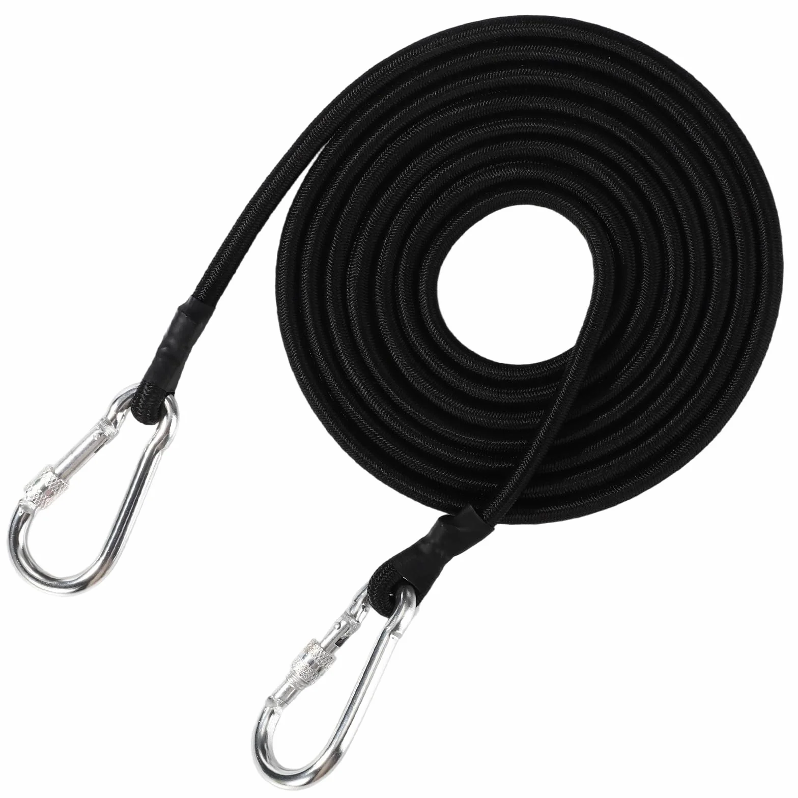 Cuerda Elástica Colchón Agua Espuma 3m Premium con 2 Mosquetones Negro