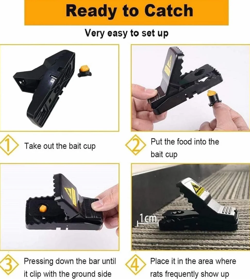 Trampas para Ratas Grandes Reutilizables De Alta Resistencia. Cepos Ratas Grandes Potente Y Eficaz Lavable para Interiores Y Exteriores. (6 Trampas Ratones Pequeñas)