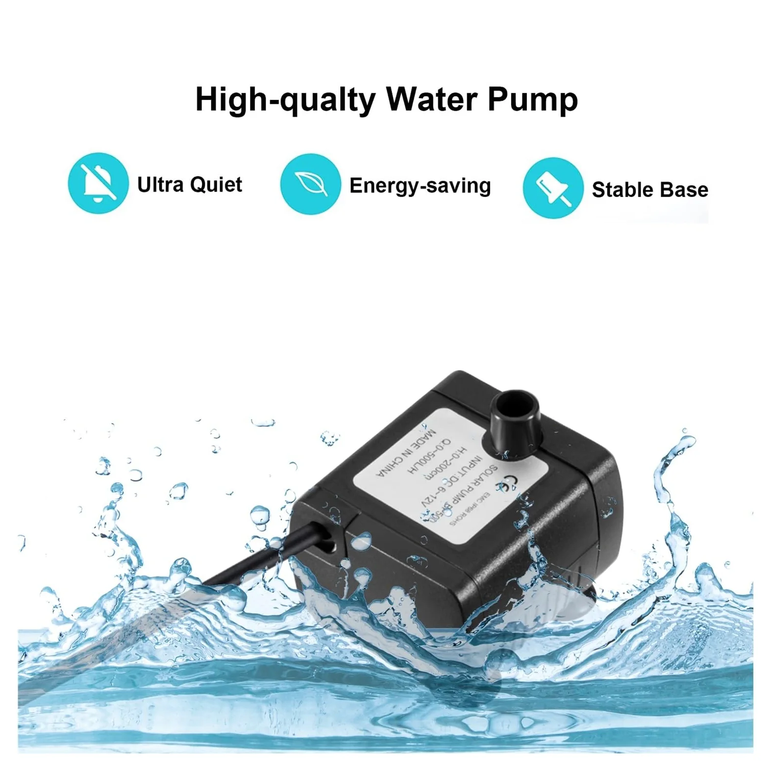 Bomba de Agua Solar, Fuente de agua con panel solar for piscina, estanque, jardín, aspersor con bomba y cabezales