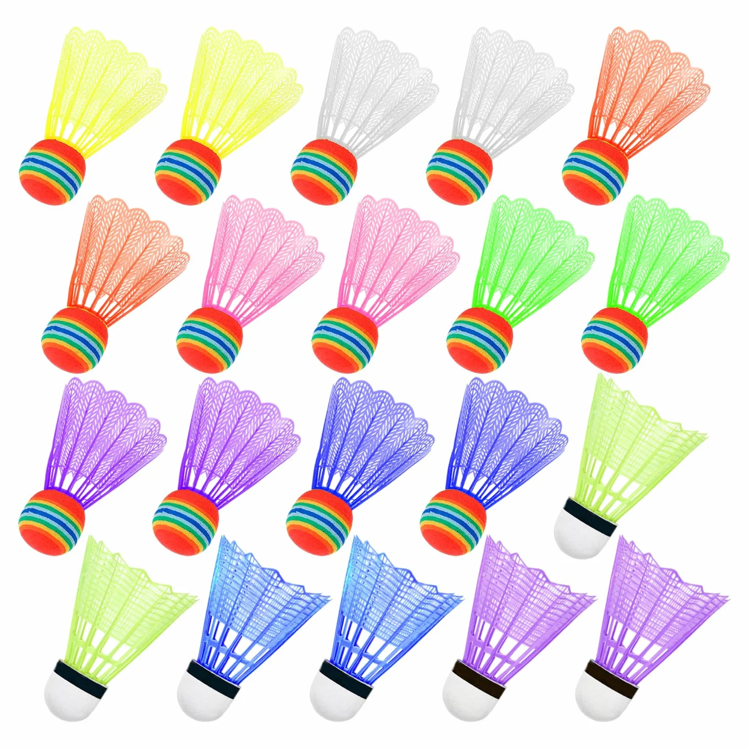 MEMOFYND Bádminton de plástico colorido, duradero para interiores y exteriores, entrenamiento y juegos