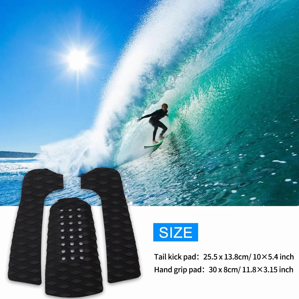 VIFER Tabla de Surf Almohadilla de Tracción Antideslizante Skimboard Tailpad Deck Grip 3Pcs
