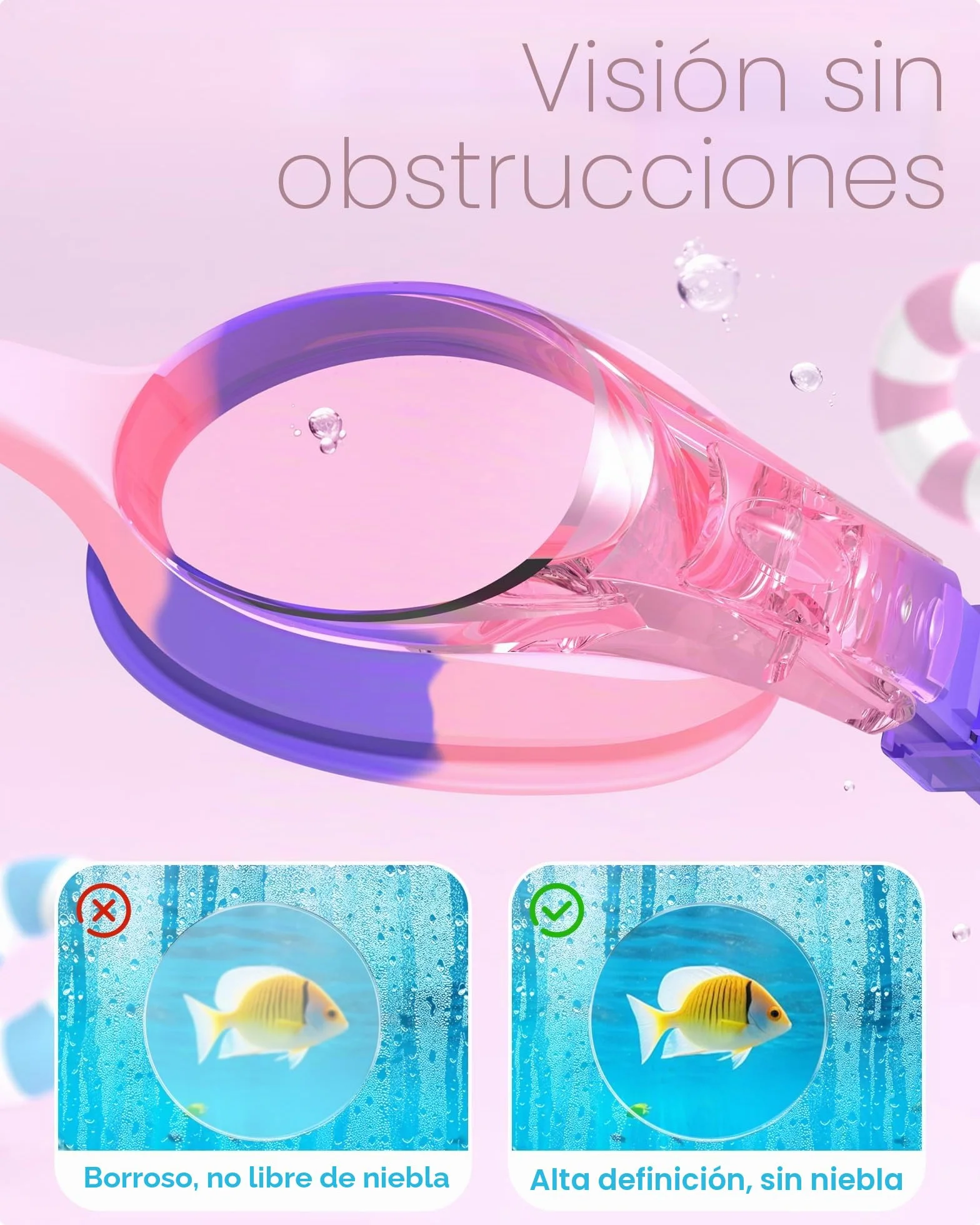 Gafas de Natación Findway 2 Piezas para Niños 4-12 Años Silicona Antivaho UV