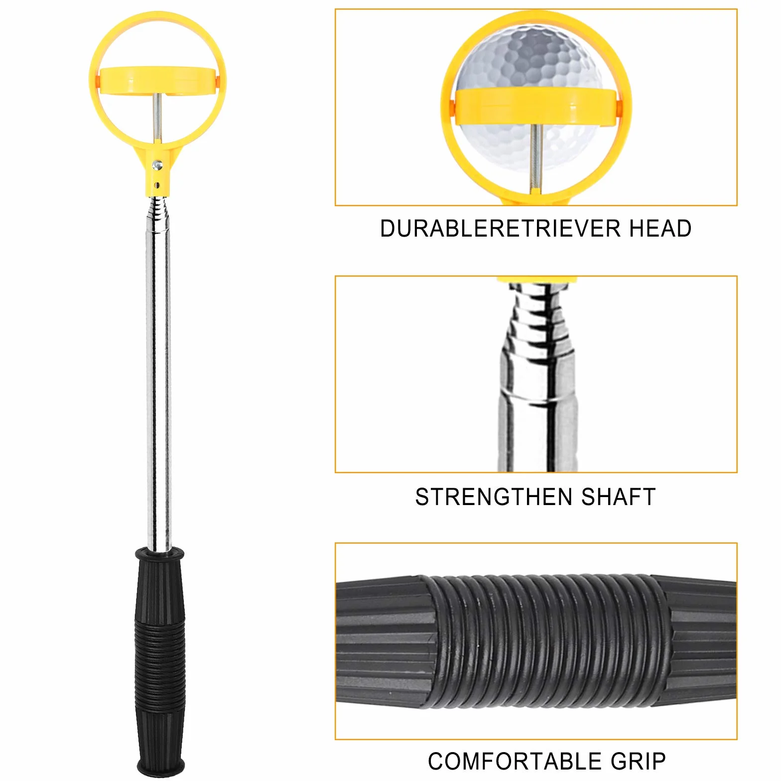 Tunejoy Telescópico Pelota de Golf Automático Herramienta Golf Ball Retriever Acero Inoxidable Accesorios para Golfista