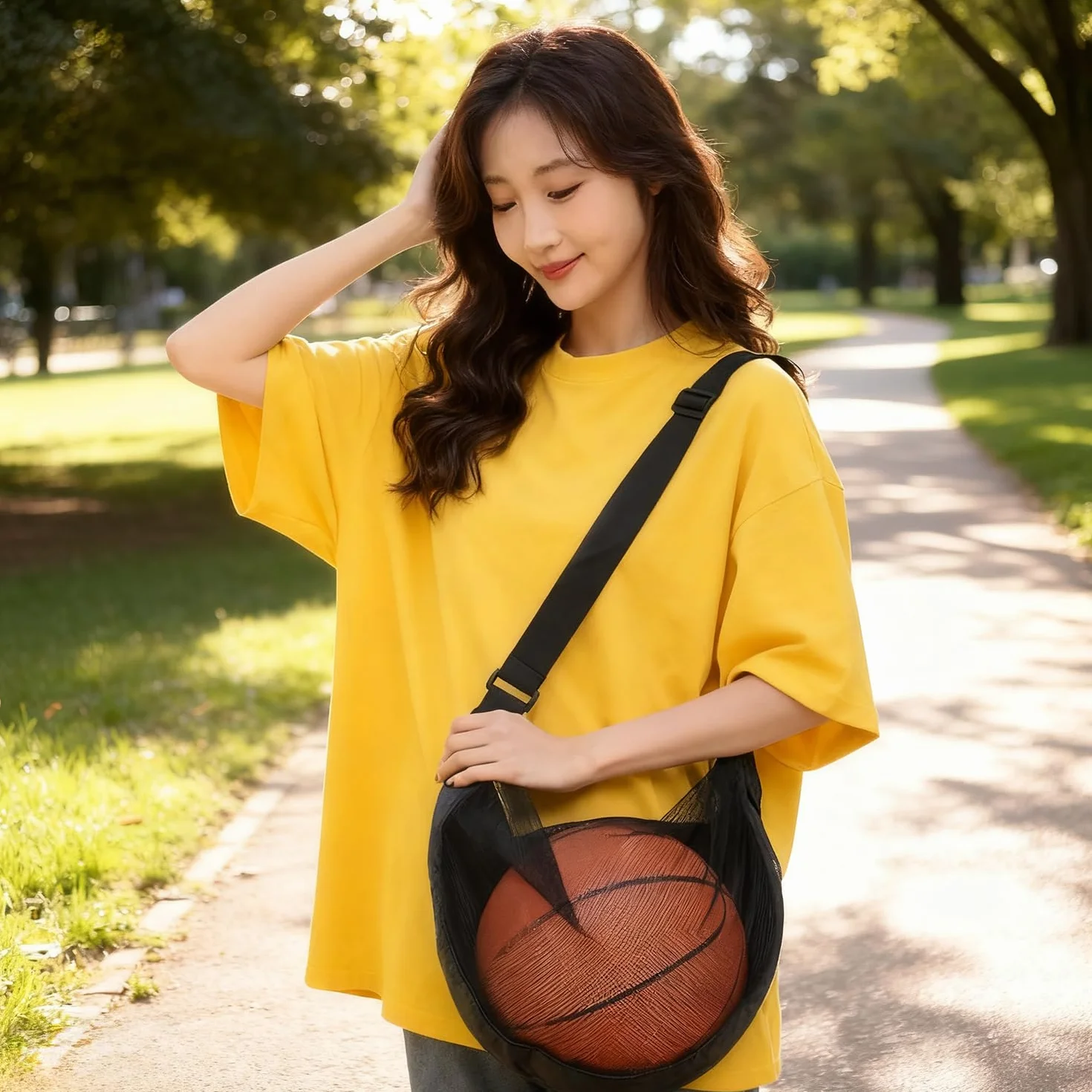 WUBAYI Bolsa de baloncesto de malla con mosquetón portador de pelota de fútbol