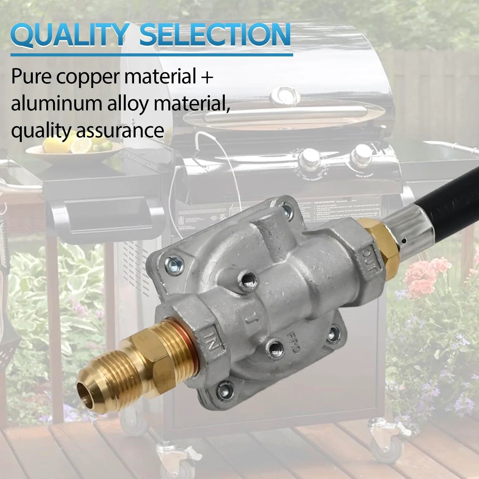 Regulador de presión de gas natural, presión de entrada de 1/2 PSIG y presión de salida de 10.2 cm, para parrilla, hoguera, estufa y más | Bengala macho de 1/2 pulgada x adaptador hembra de 3