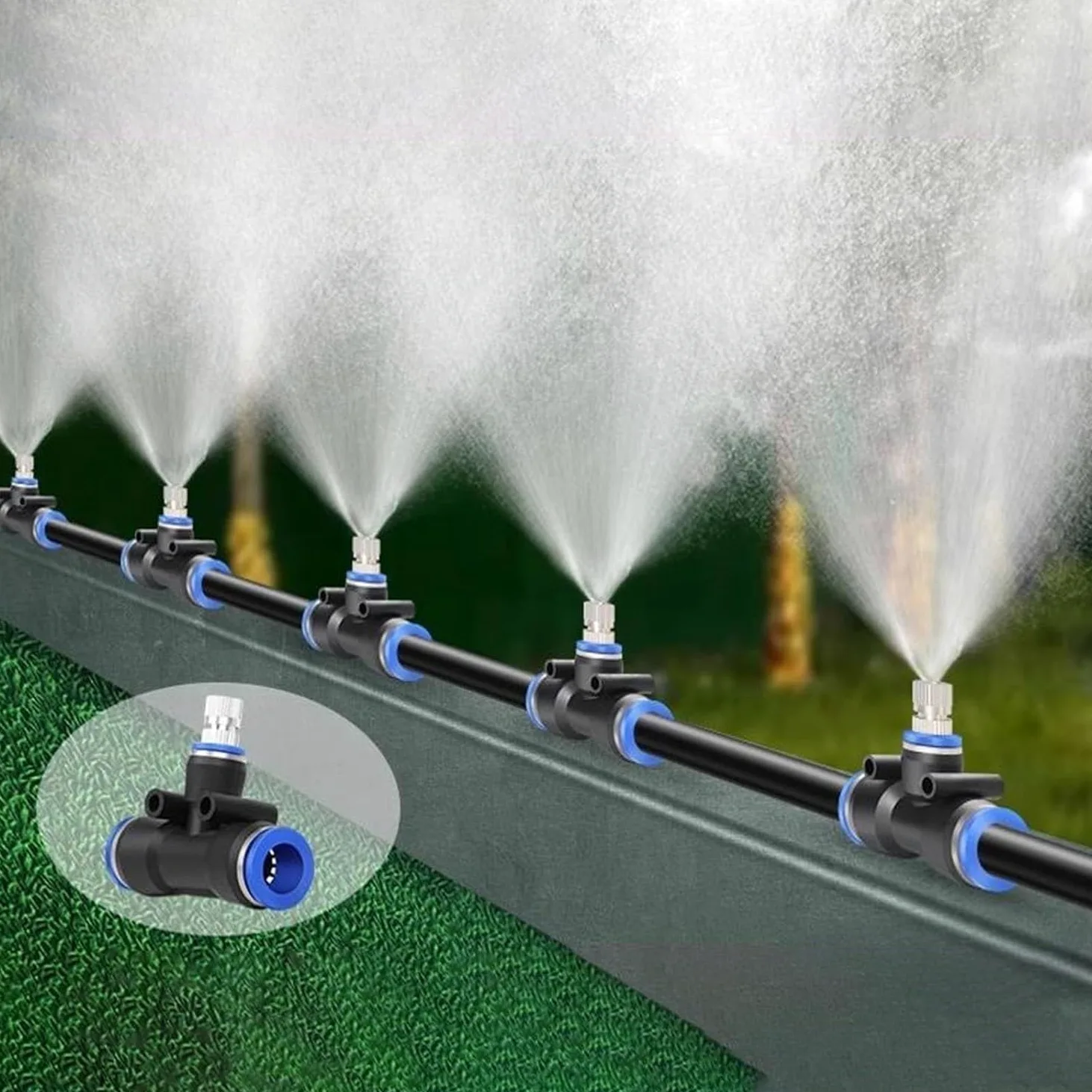 Kit De Niebla Control Polvo For Minería Con Manguera Y Boquillas Alta Presión, Pulverización Ahorro Agua, Flujo Ajustable(2543inch/90m/295ft)