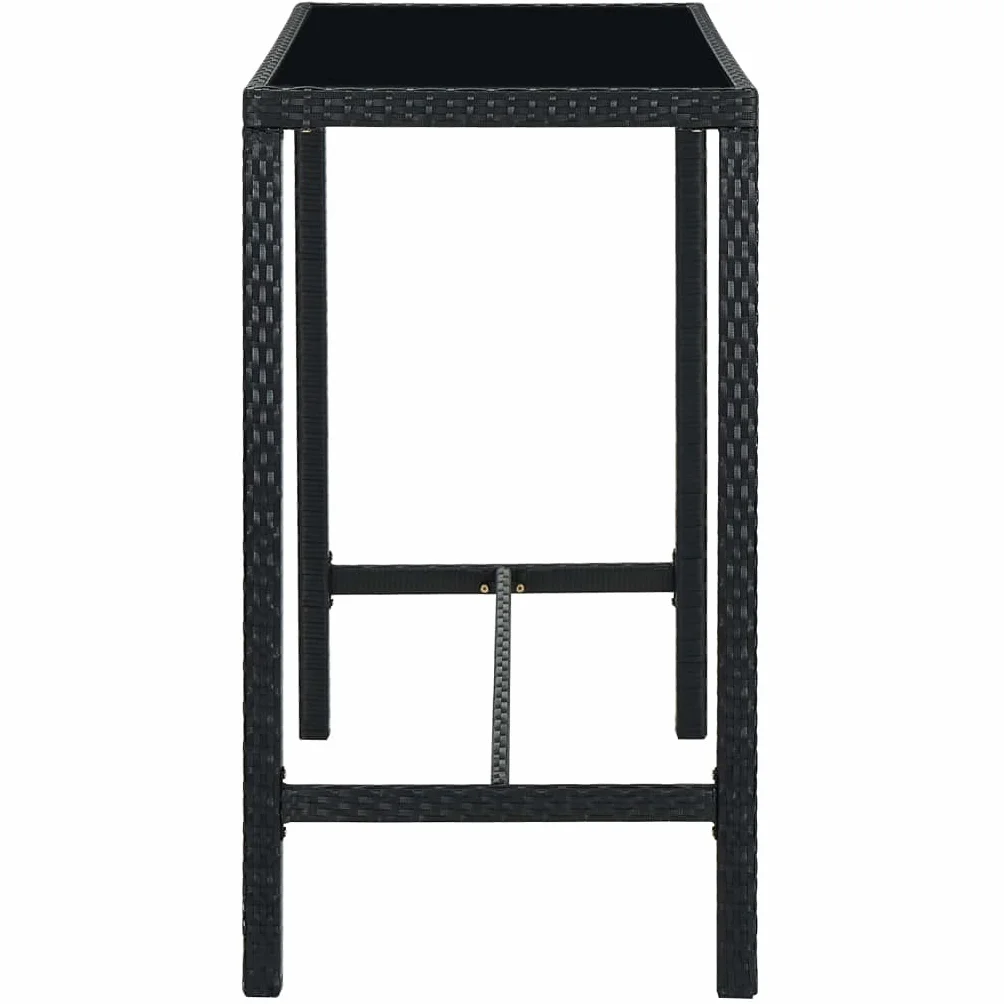 Juego de Muebles de Jardín 7 Piezas con Cojines Ratán PE Negro Conjunto de Bar de Terraza Resistente al Agua Mesa de Patio 130x60x110 cm Estructura de Acero Taburete de Bar