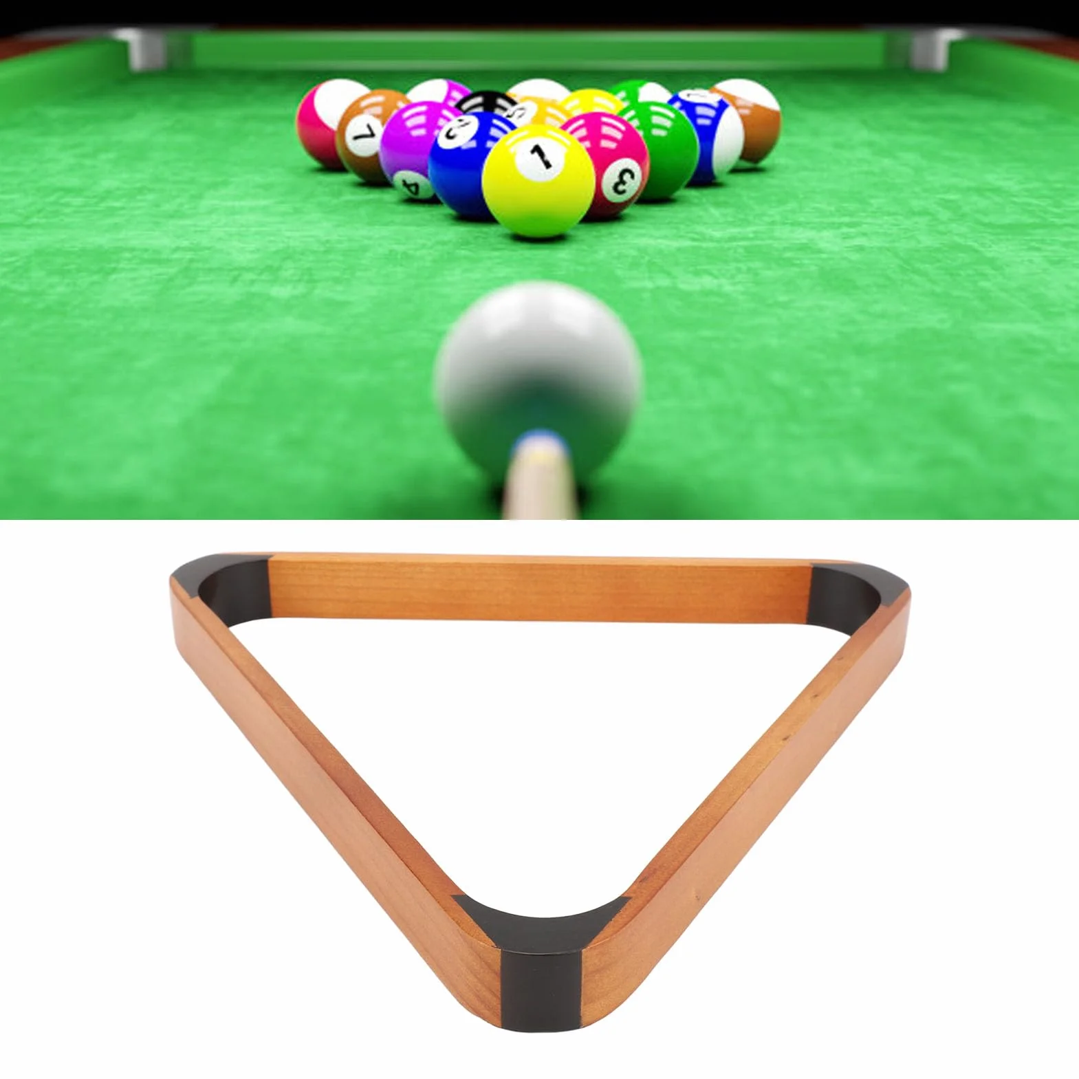 Estante Triangular para Bolas de Billar de 9 Bolas, Pino Británico de Lujo, Mesa Estándar