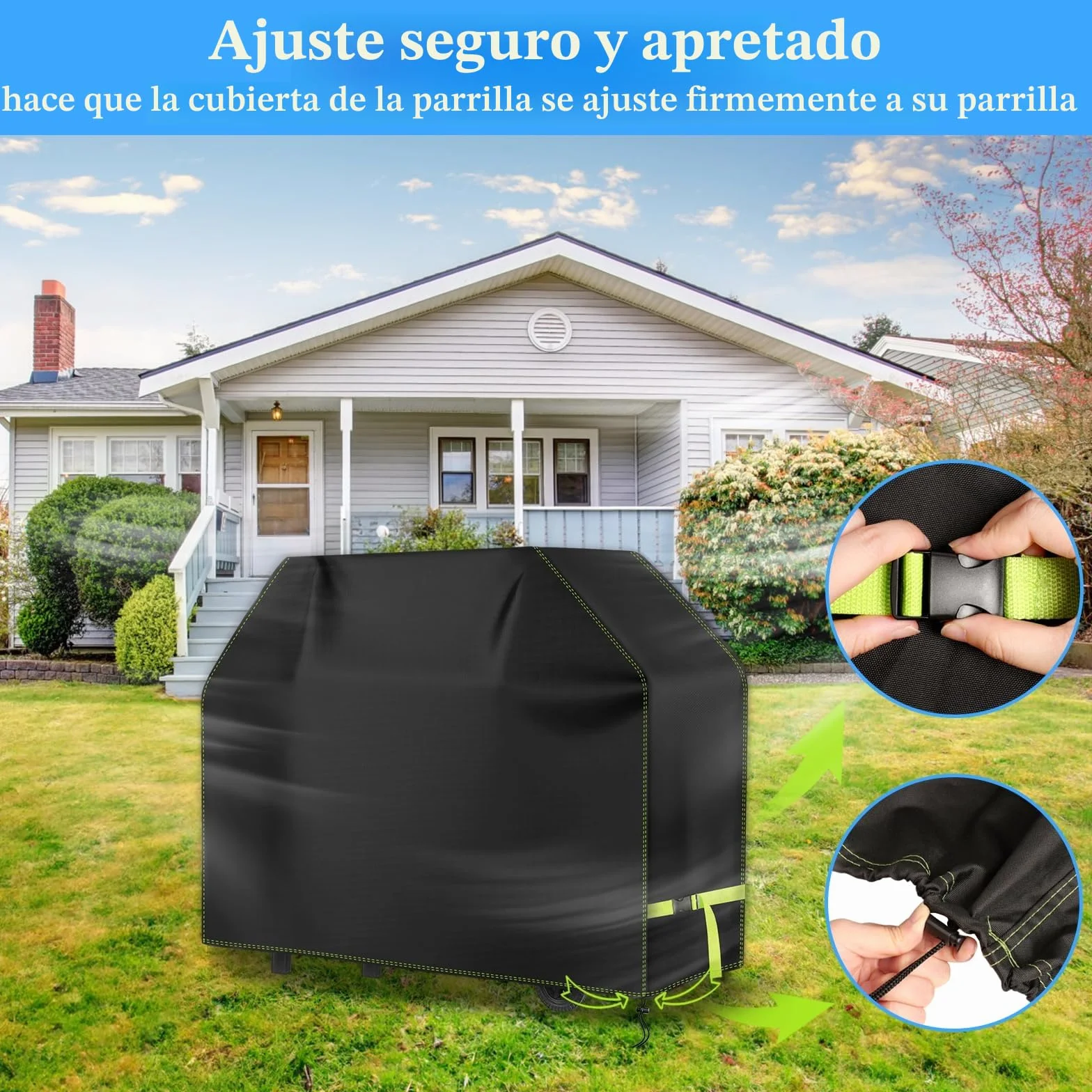 Funda Barbacoa Exterior Impermeable, VDISRR 420D Oxford Resistente al Desgarro Funda Protectora para BBQ 117 x 66 x 117 cm, Cubierta de Barbacoa Exterior Anti-Viento/Anti-Polvo/Anti-Humedad/Anti UV