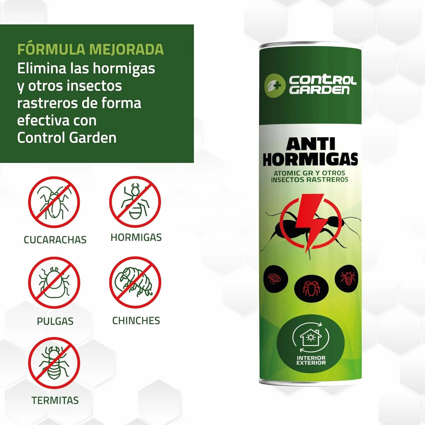 CONTROL GARDEN Pack AntiHormigas Talquera 600 GR + Spray 750 ML | Solución Definitiva Elimina Hormigas, Hormigueros y Colonias | Apto Interior y Exterior | Chinches, Cucarachas e Insectos Rastreros