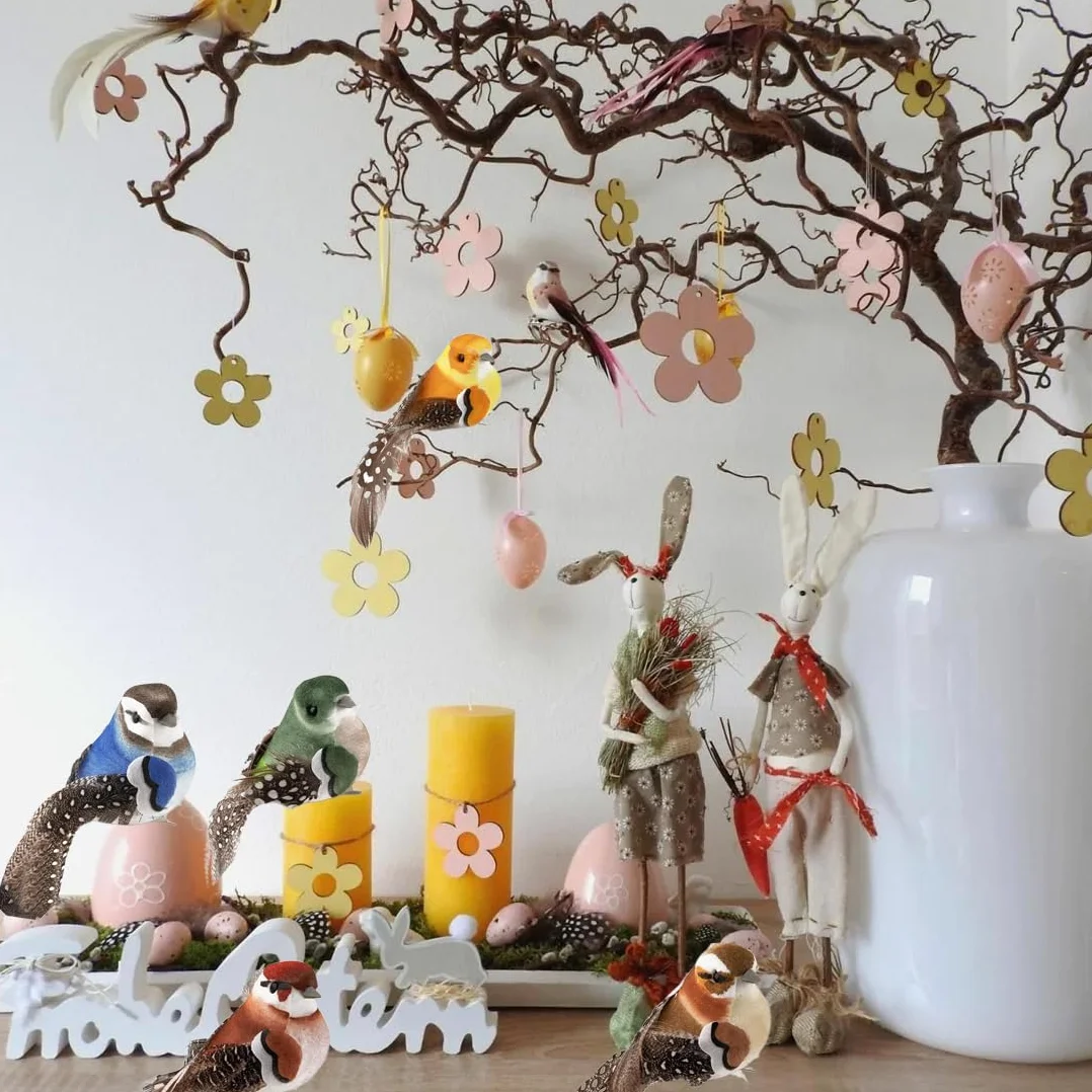 WUSJCOF 5 Piezas de Pajaros Decorativos con Clip – Pajaritos Decorativos Coloridos para Decoración de Primavera, Jardín, Fiesta y Boda