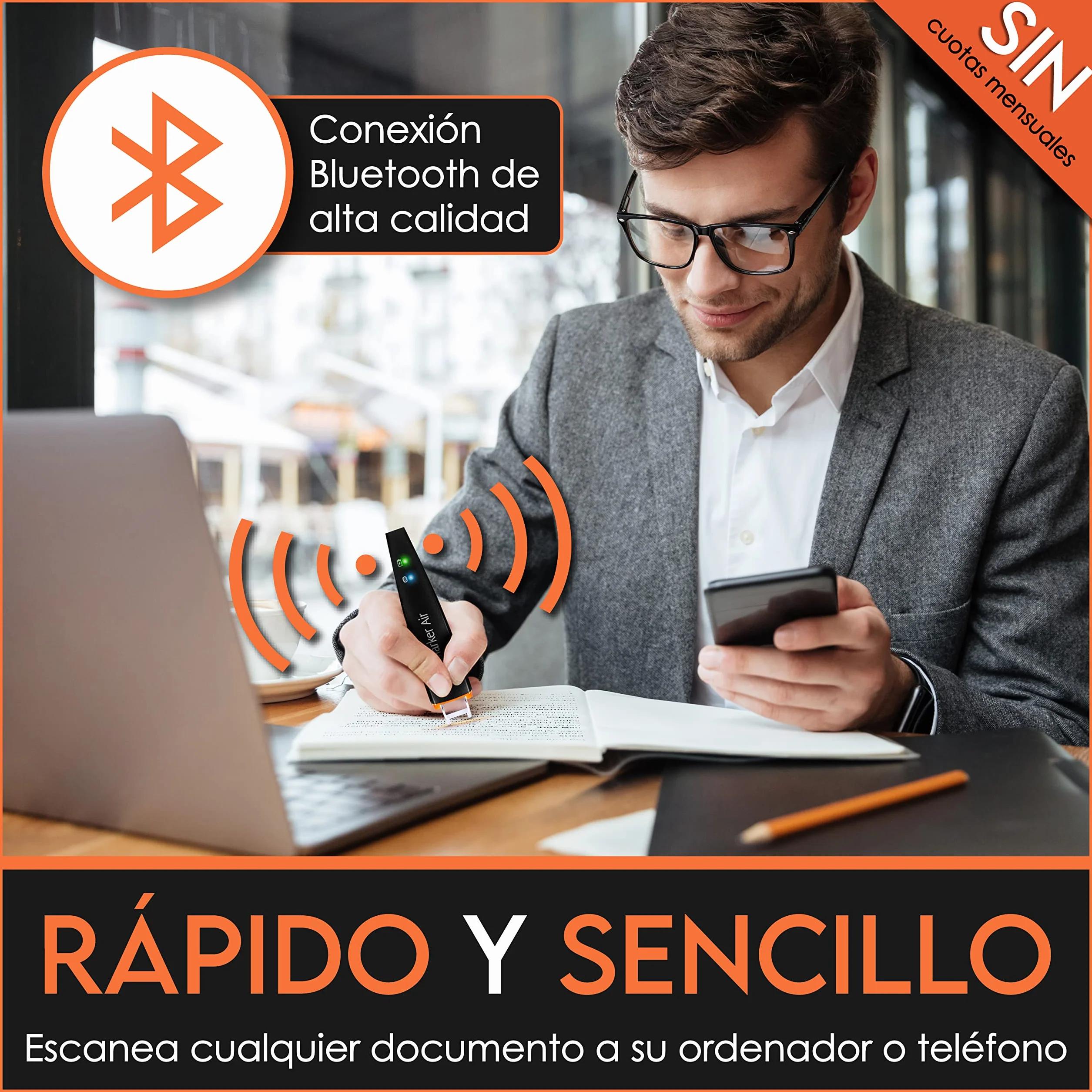 Scanmarker Air Lápiz Escáner Lector OCR Digital Inalámbrico Negro