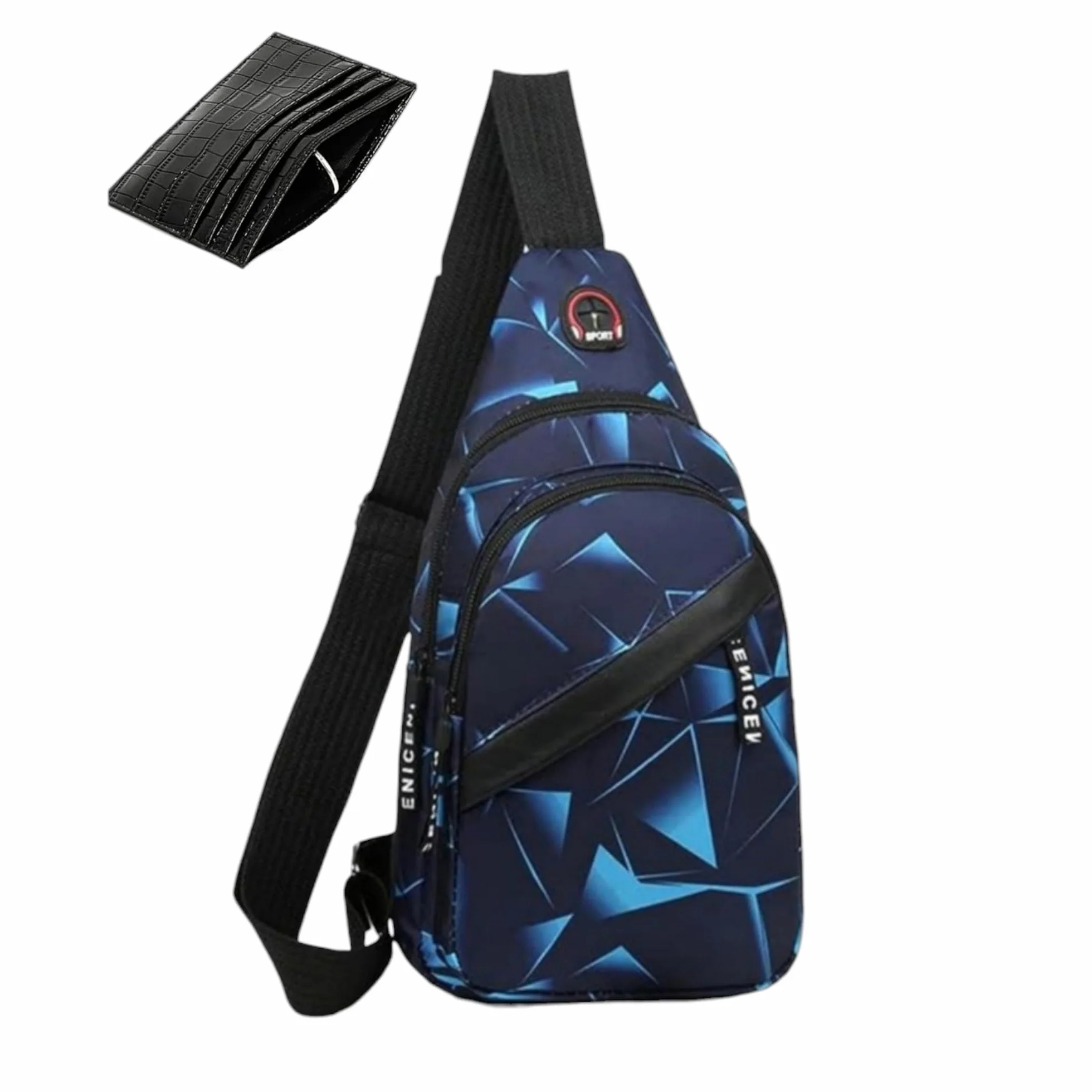 Mochila Bandolera Cruzada para Hombre y Mujer, Bolso de Pecho y Hombro, Azul