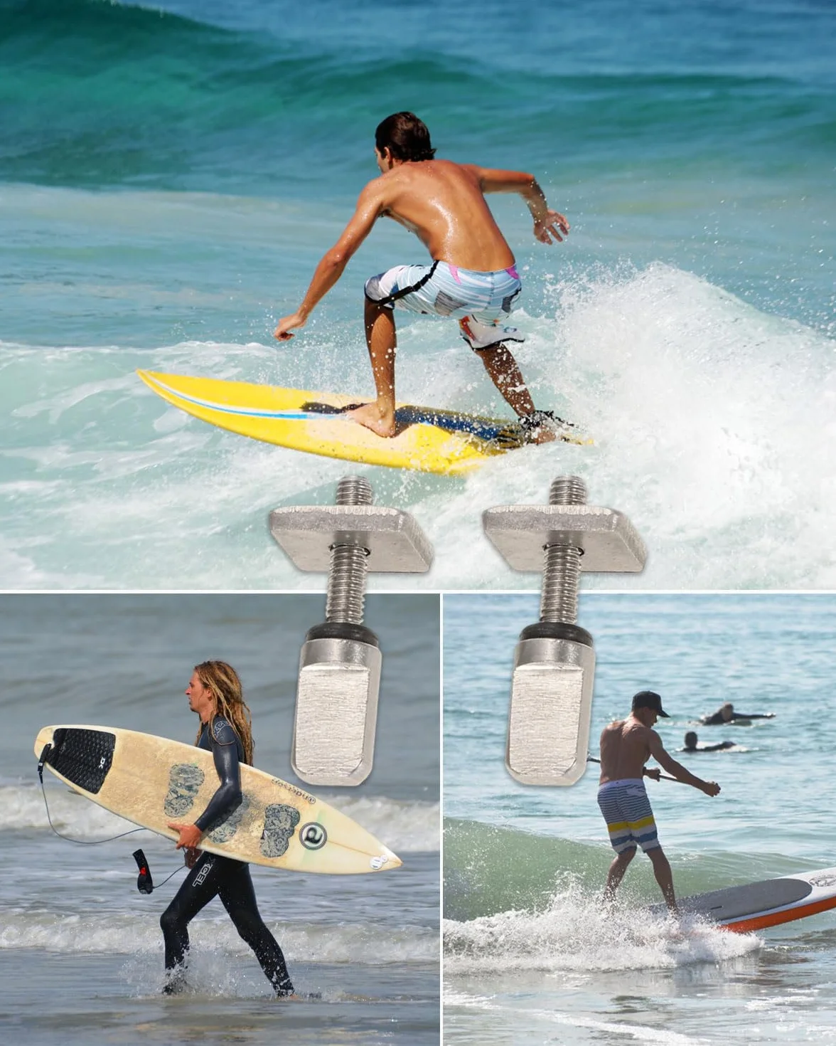 Tornillos para Tablas Surf M4 Acero Inoxidable 4 Piezas Universal Longboard