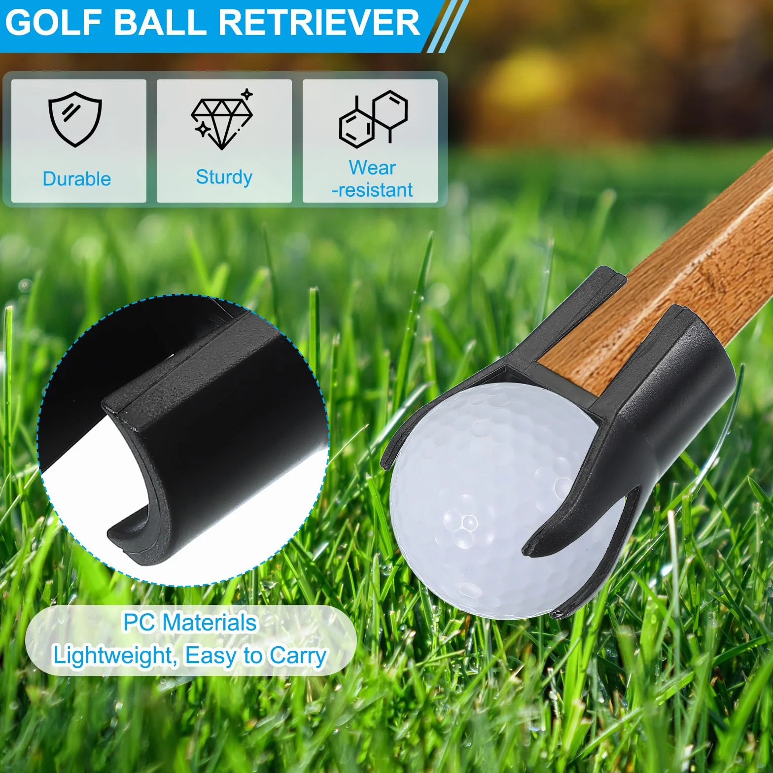 PATIKIL Recogedor de Bolas de Golf 5 Piezas 4 Puntas Negro