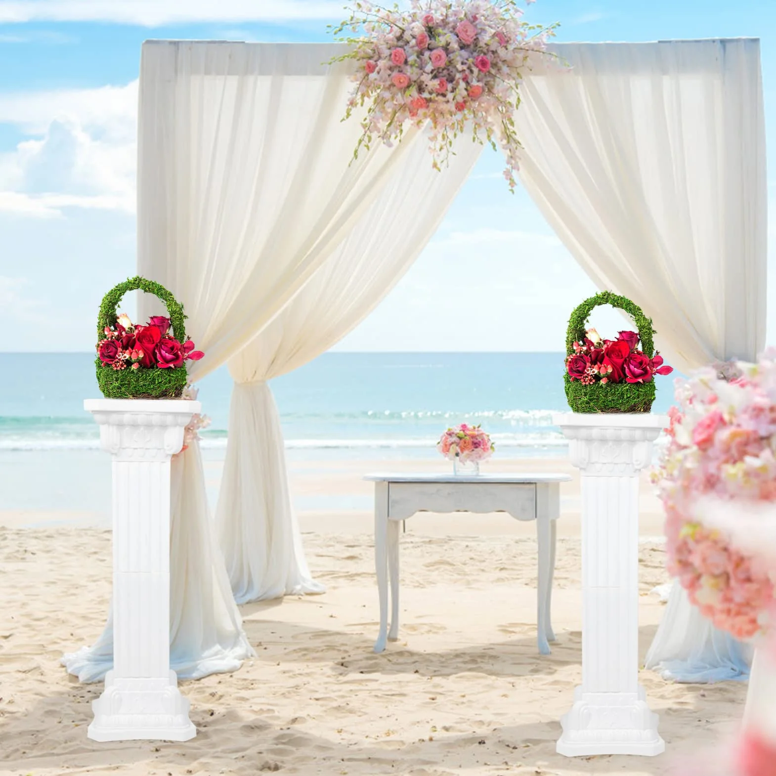 HEMOTON Columnas de boda para bodas estatuas exteriores soporte pilar para decoración de pedestales para plantas - Grupo + Griego + Columna + Estatuas de paisaje de la boda romana