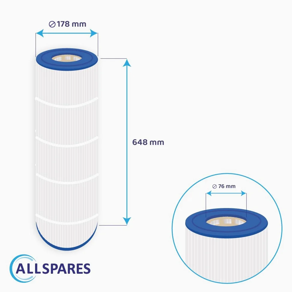 AllSpares Filtro de agua para jacuzzi/piscina, cartucho de filtro adecuado para Hayward CX870RE / PA100N / C-7487 / PC102 (Ø178 x 648 mm)