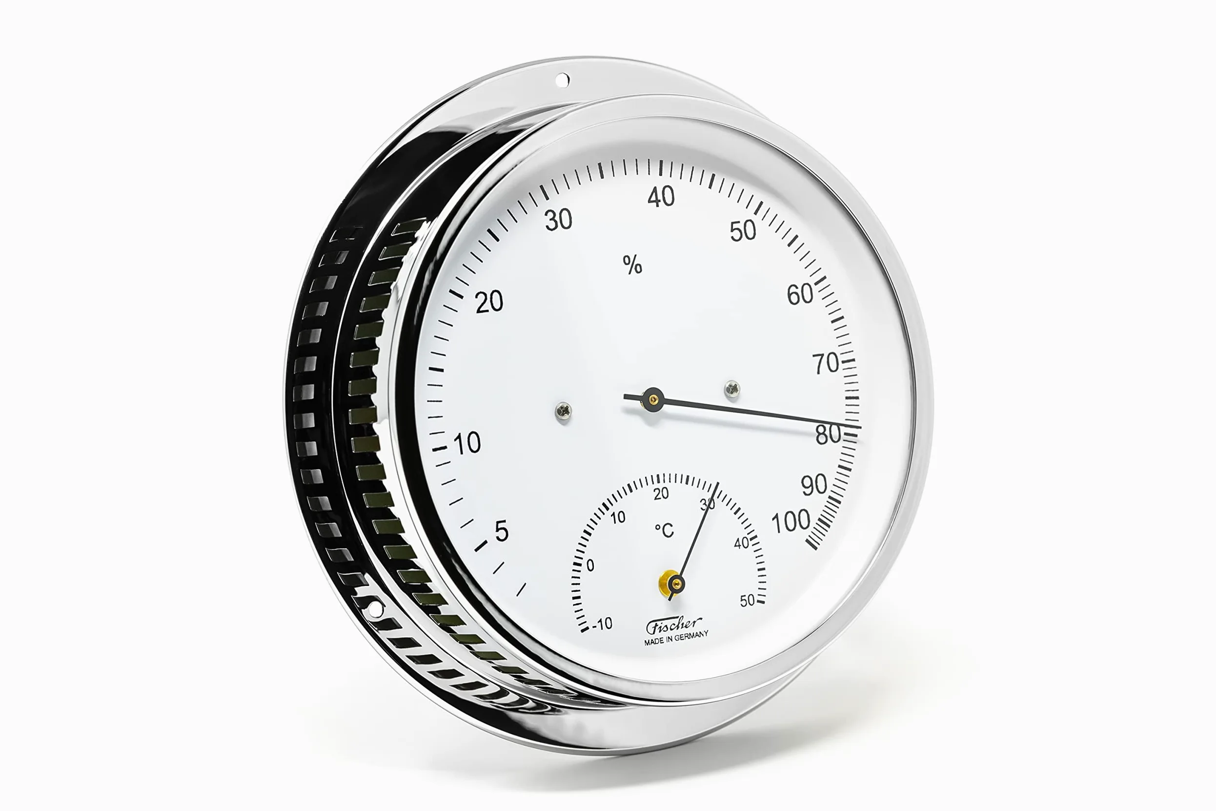 Fischer 5110.98-47 - Medidor climático para interiores - Higrómetro de pelo humano de 155 mm y termómetro bimetálico - Fabricado en Alemania