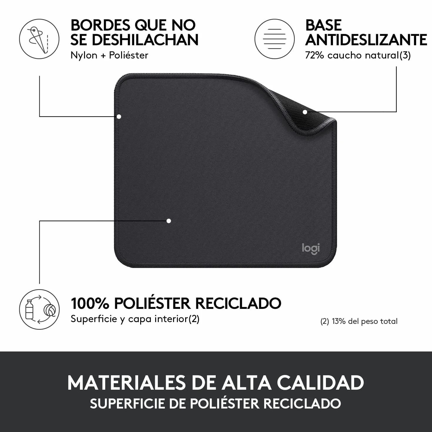Logitech Mouse Pad Studio Series Antideslizante Resistente a Salpicaduras Gris