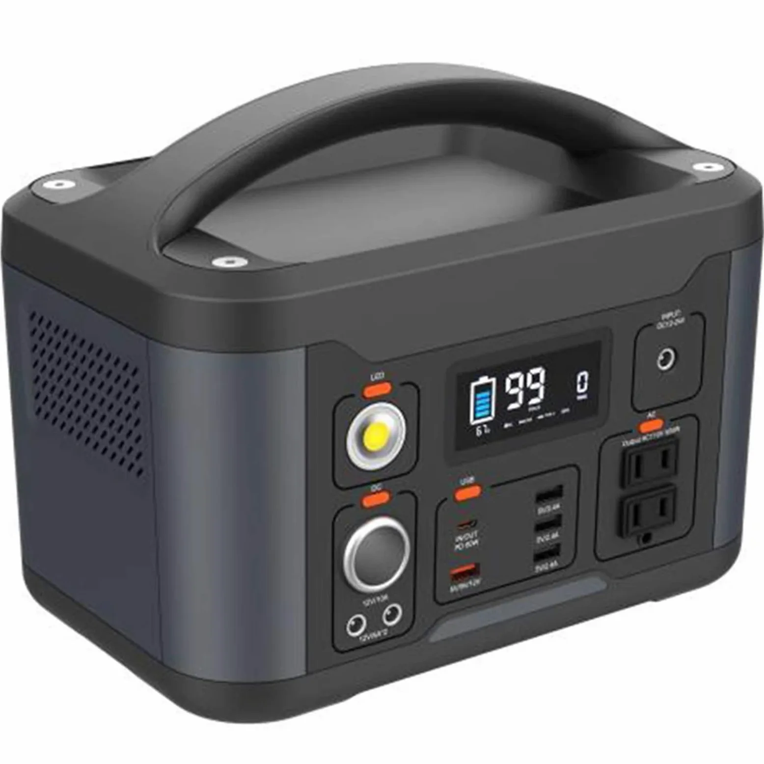 Central Eléctrica Portátil De 750W, 165000 Mah Supercapacidad Batería De Emergencia Cargador con Pantalla LED, Puerto CA CC Generador De Energía para Acampar, Viajes por Carretera