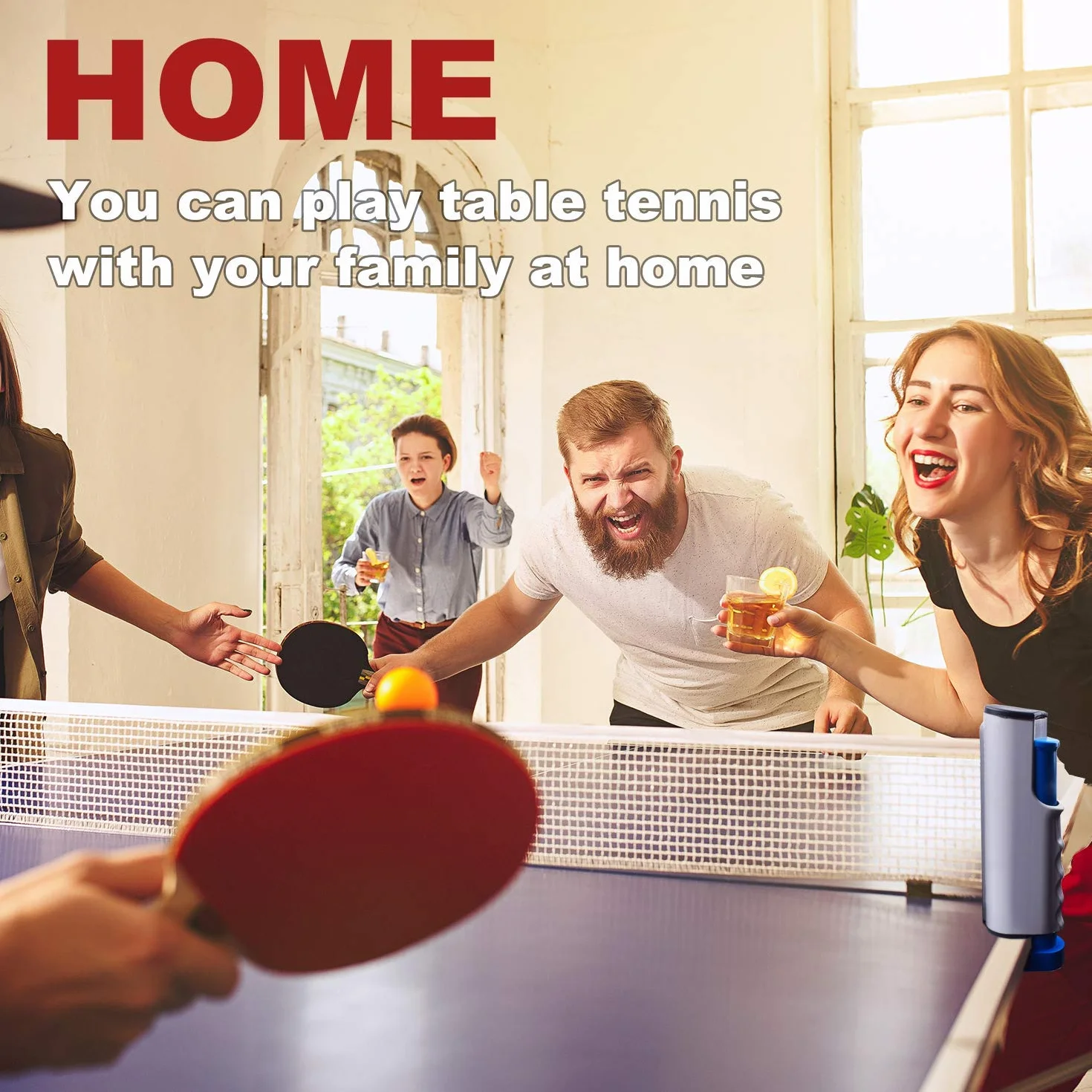 Red de ping pong retráctil portátil Grisazul