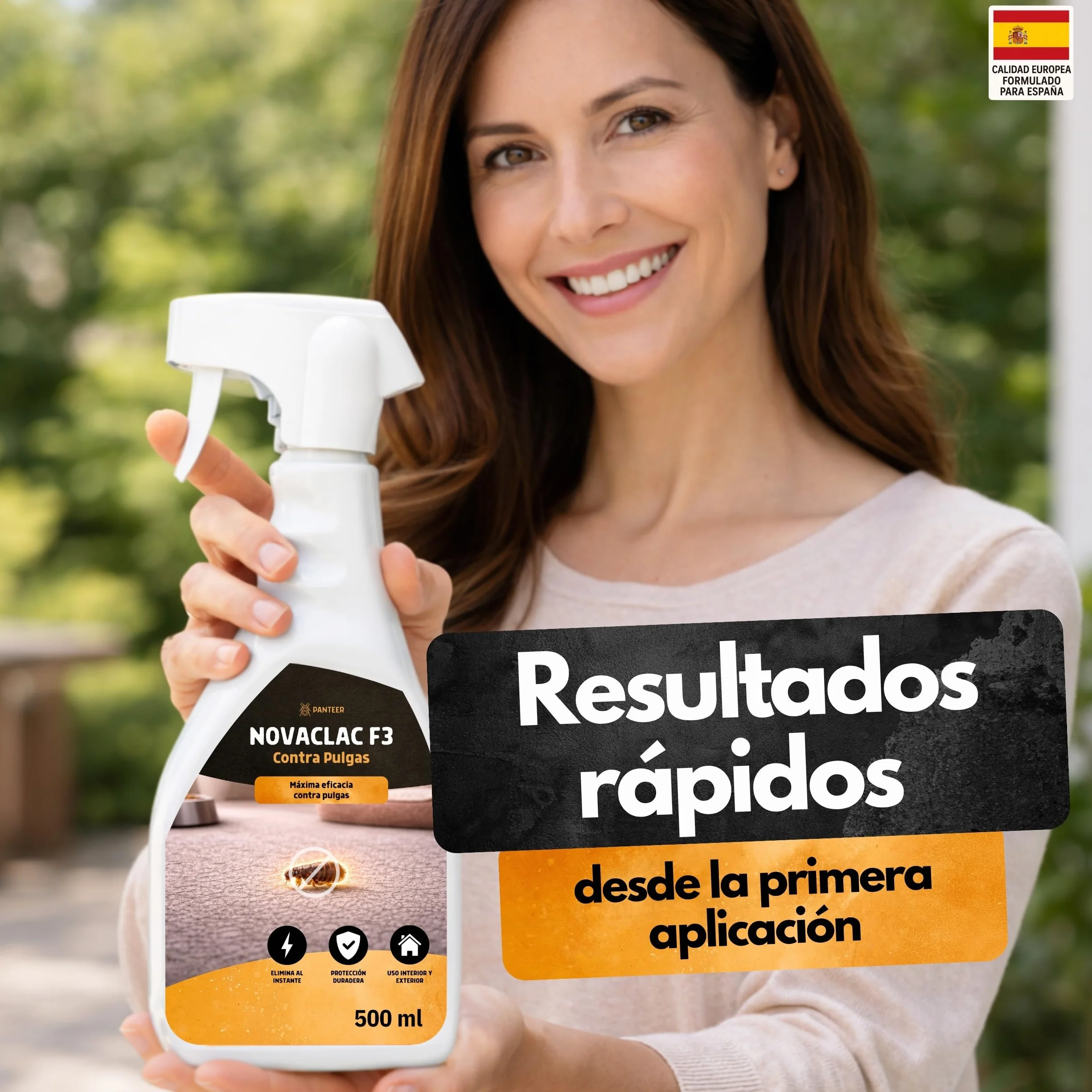 NOVACLAC F3 Mata Pulgas – Spray Insecticida 500 ml PT18 – Elimina pulgas al instante – Protección duradera – Uso interior y exterior – Calidad europea formulada para España