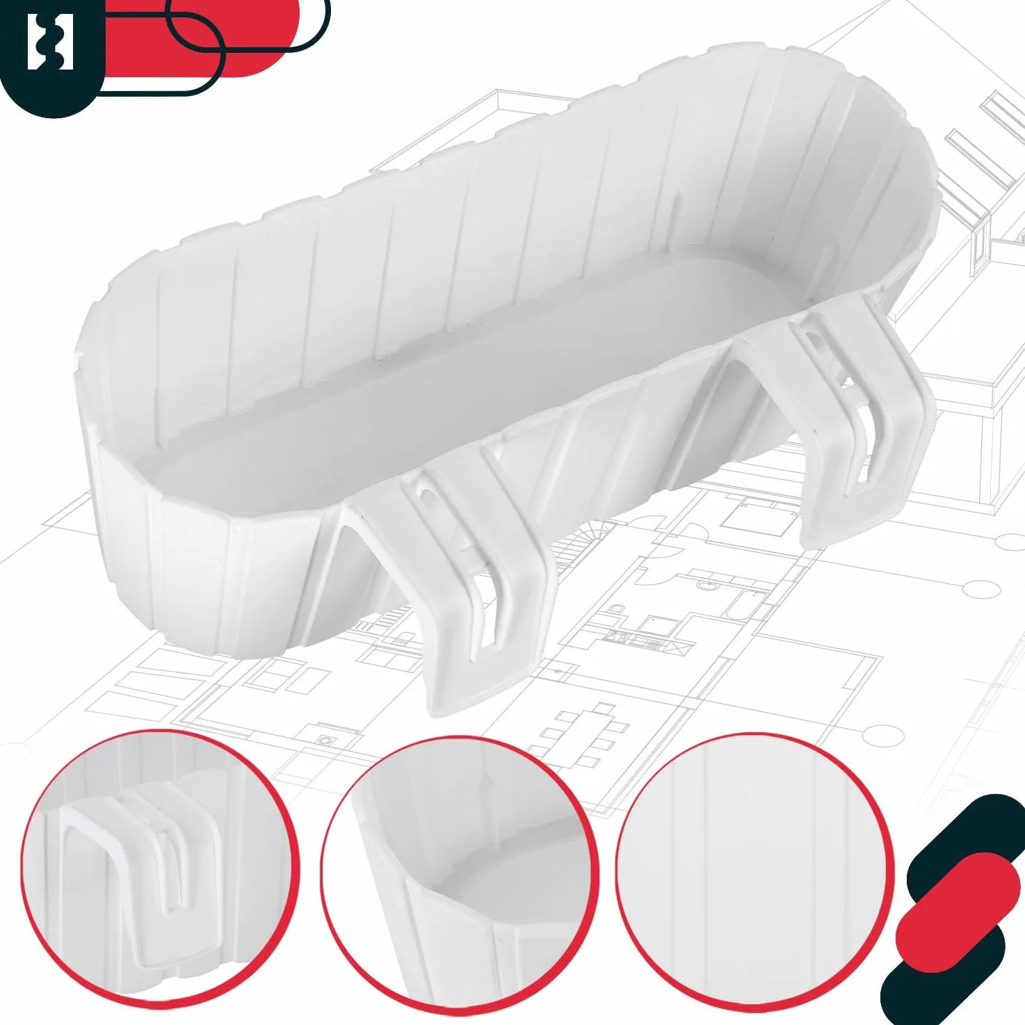 KOTARBAU® 6 uds Jardinera Balcón - Jardineras Exterior - PVC - 40 x 15 x 15 cm - Blanco - Maceta - Macetero Rectangular - Ligero - con Soporte para Barandilla - Decoración Exterior