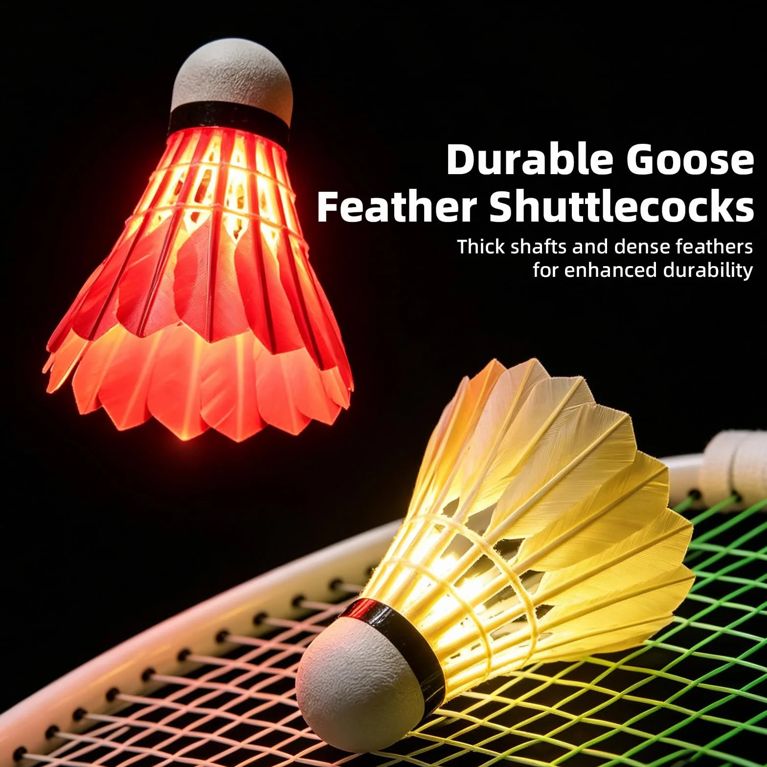 Binnan 4 Piezas Volante Bádminton LED Brillante para Deportes Interior Exterior Duradero