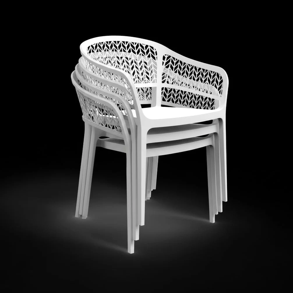 SP Berner SHAF - Pack 4 Sillas de Jardín Apilables Saona – Exterior Terraza y Balcón – Plástico Reciclado Resistente UV – Diseño Ergonómico – Fabricadas en España – Blanco