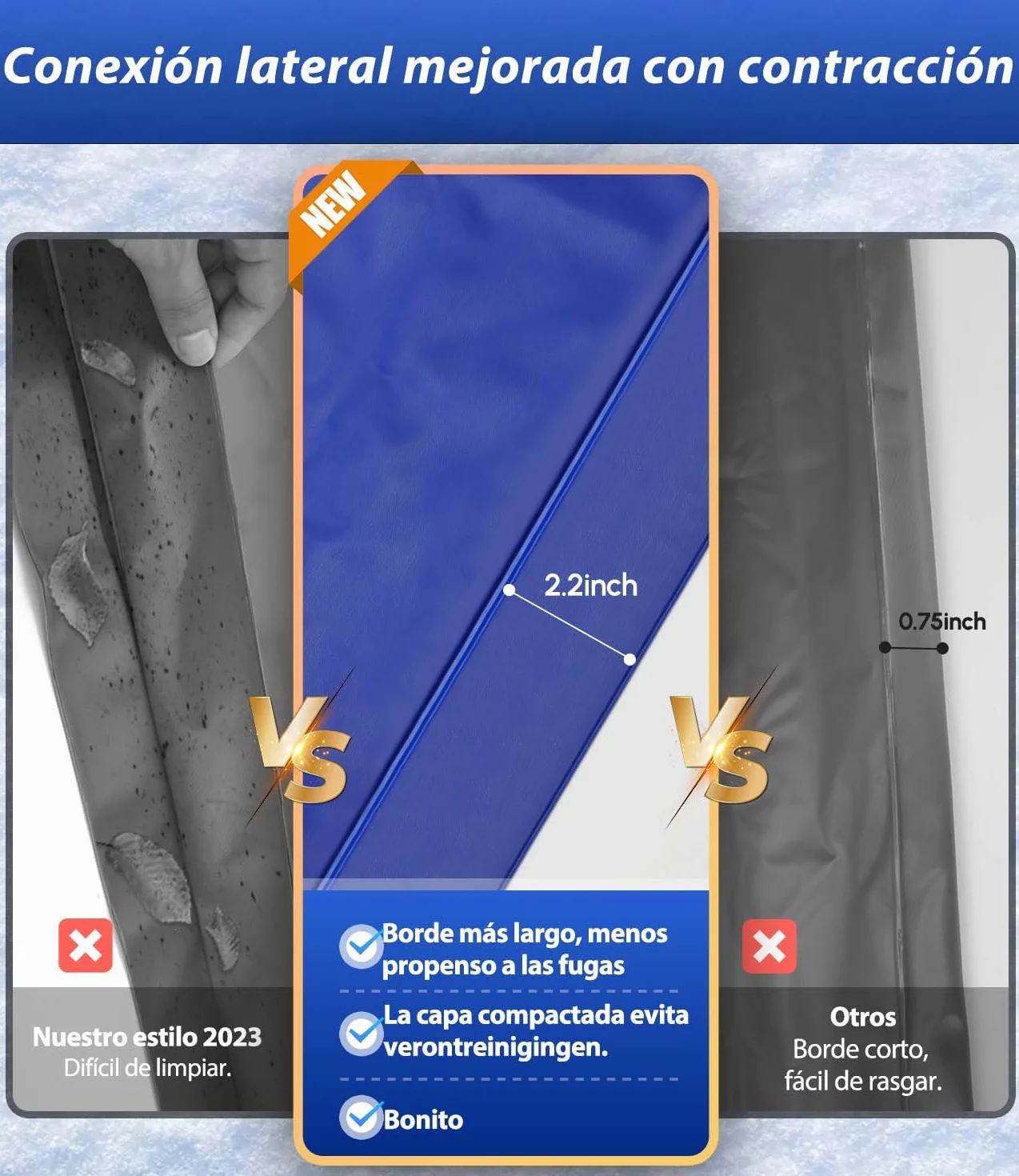 Angooni Cojín de piscina de invierno XXL 200 x 240 cm | Cojín de aire para piscina con doble costura para cubierta de piscina | Cojín de piscina para el invierno | con válvula Boston de doble