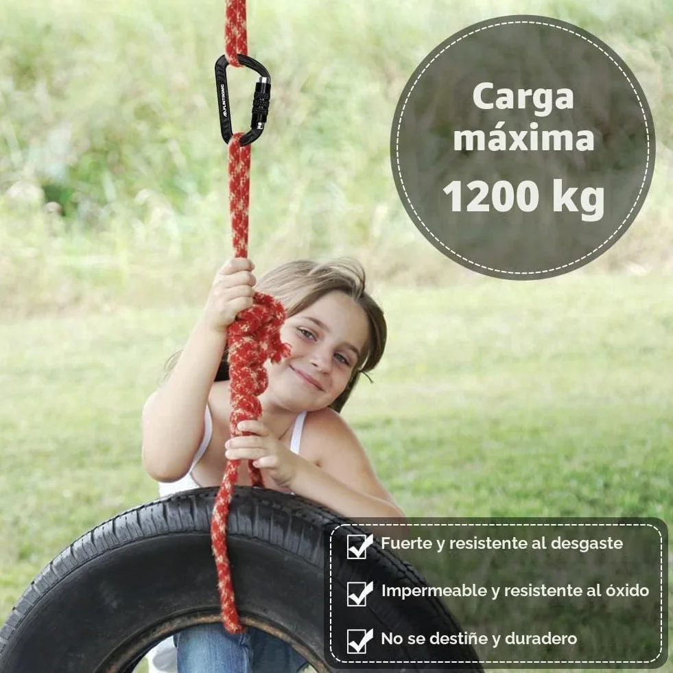Flintronic Mosquetones de Bloqueo de Aluminio Resistente 30KN para Montañismo Deportivo al Aire Libre