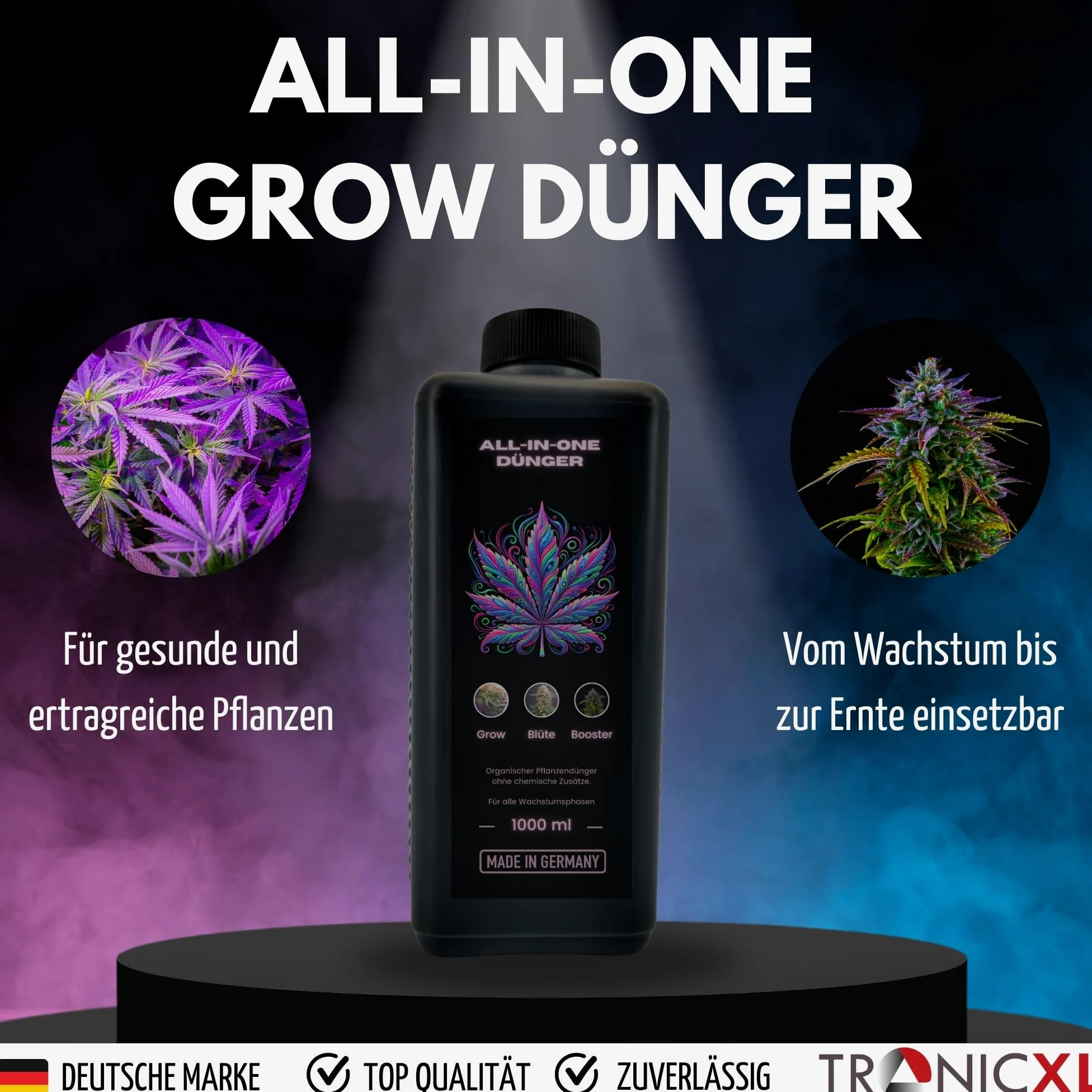TronicXL Fertilizante premium de 5 litros I All in One I Indoor & Outdoor para la fase de crecimiento y floración, compatible con Growbox Grower 5 litros Grow & Blüte Starter Set Try Pack