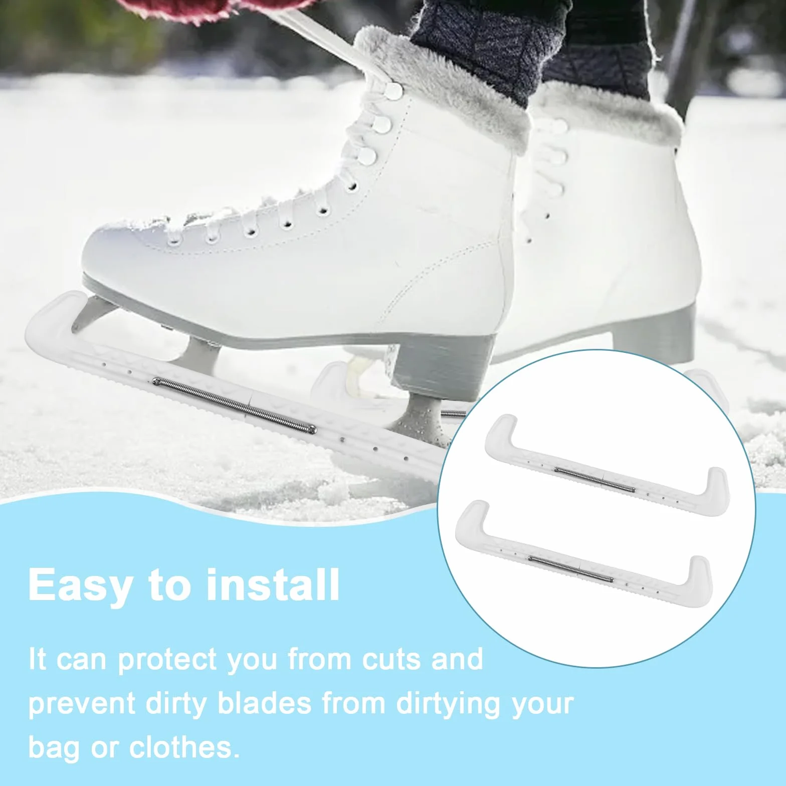Protege Lame Patin A Glace Ajustables con Funda Protectora, Incluye Toalla, Patinaje Artístico Y Hockey sobre Hielo